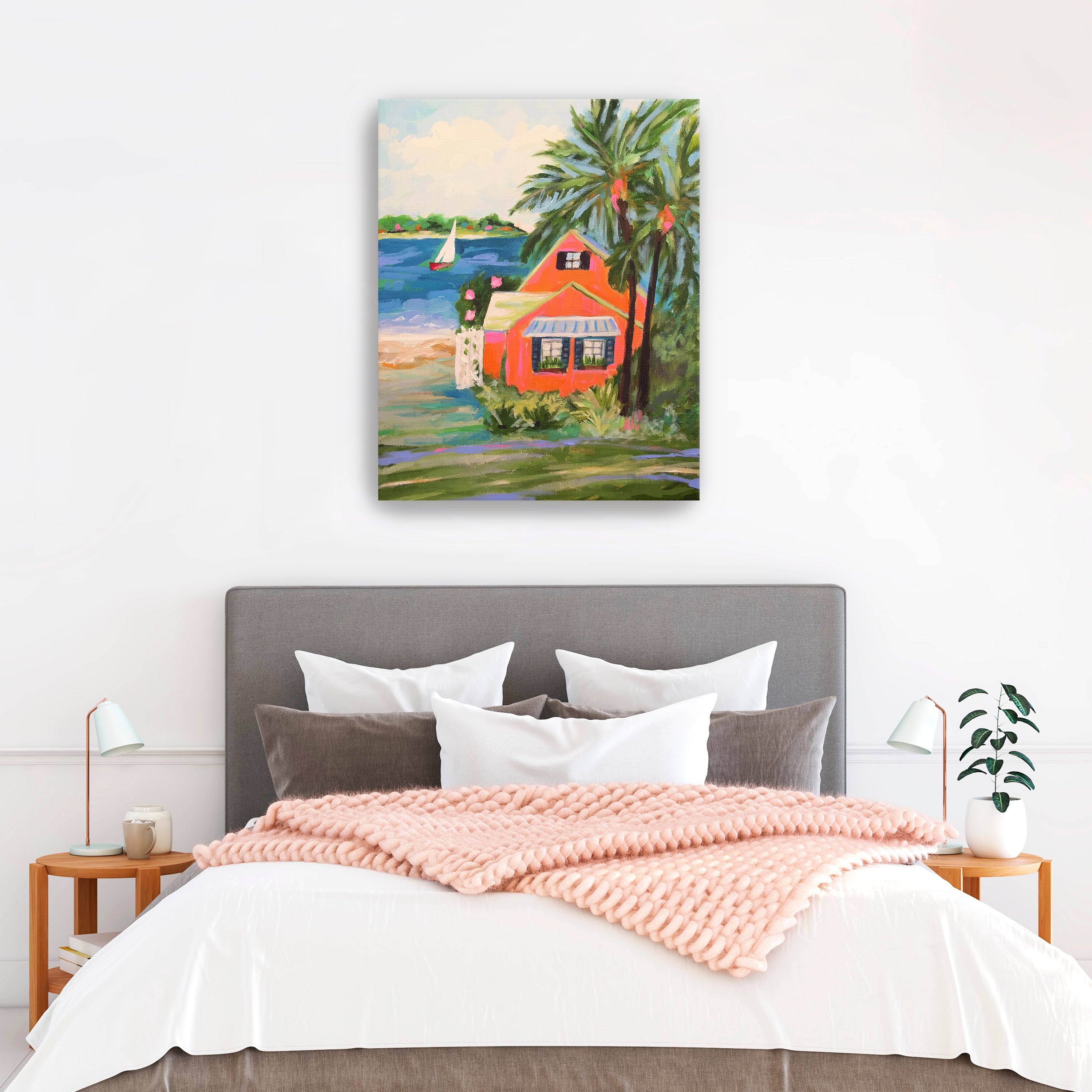 Hibiscus Beach House Canvas Giclee Wall Art
