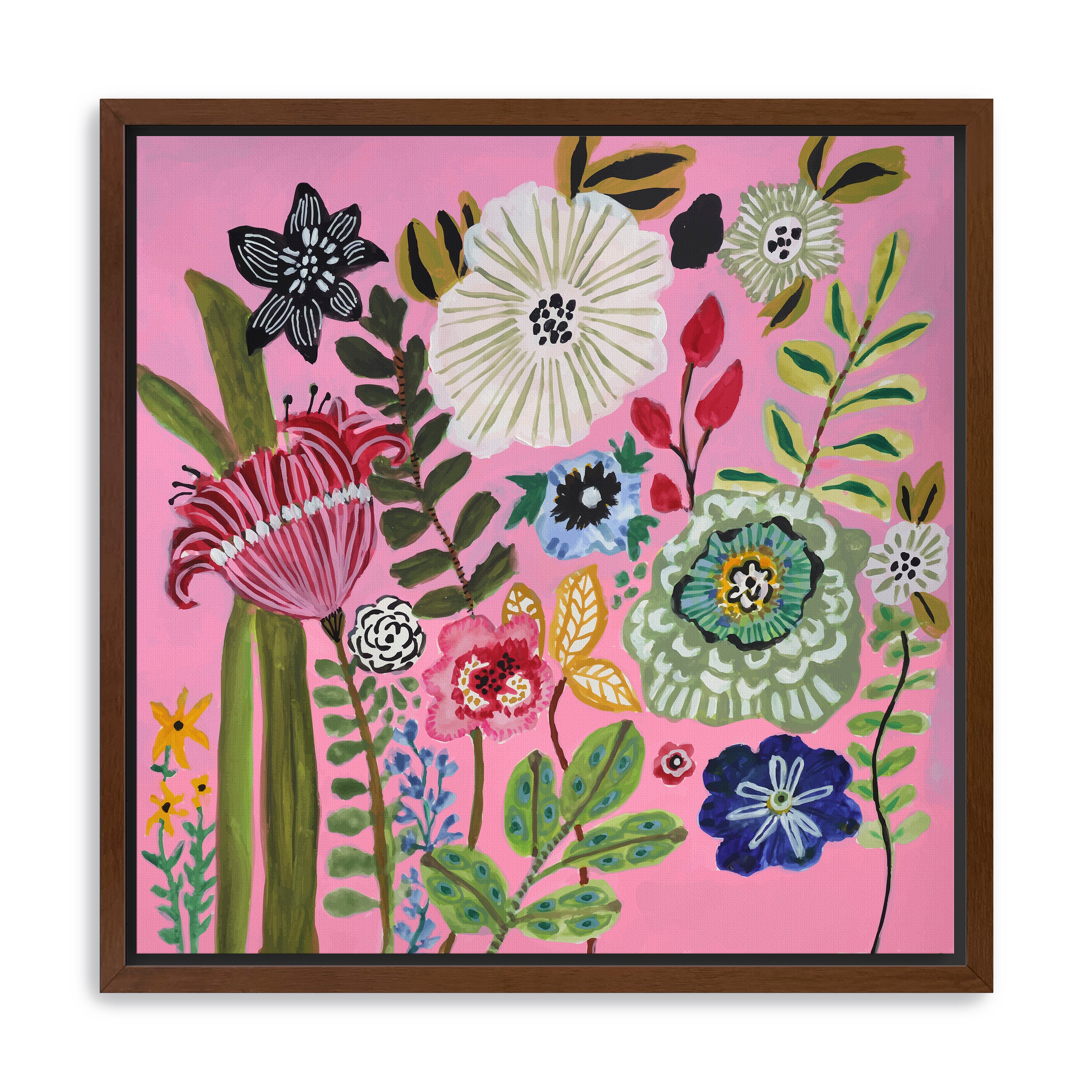 Pink Square Bold Floral Canvas Giclee