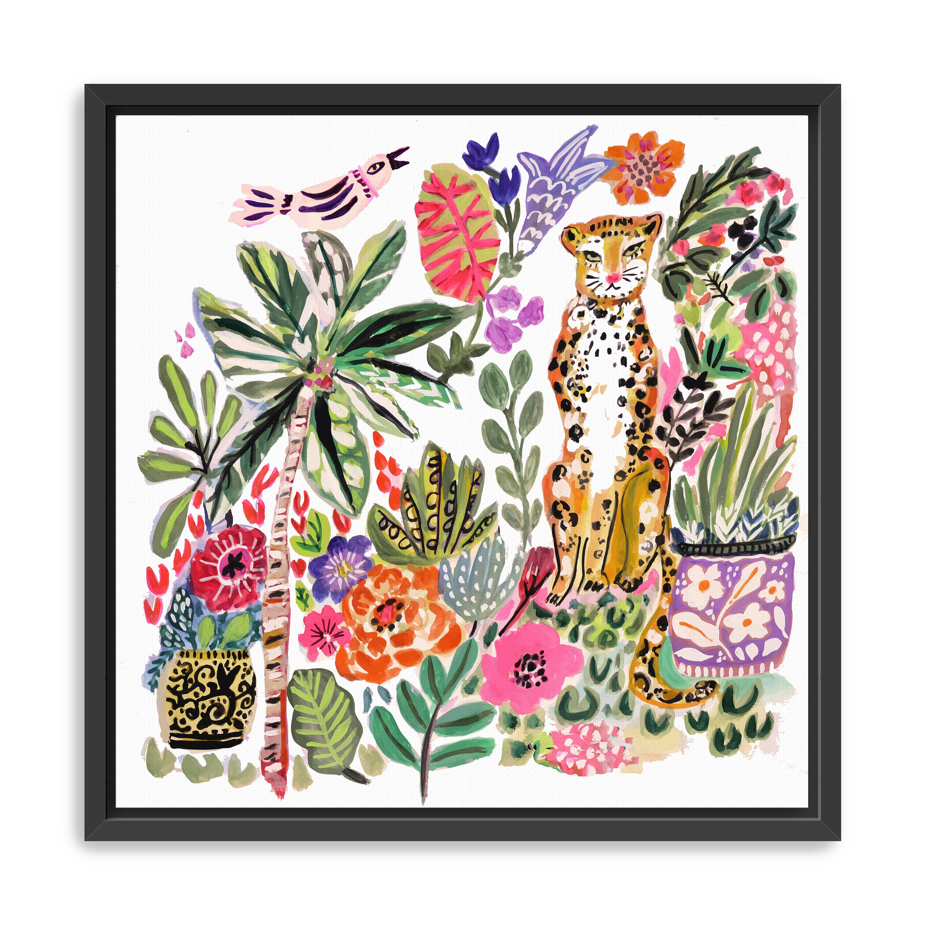 Tiger With Palm Tree And Bird 2 Canvas Giclee
