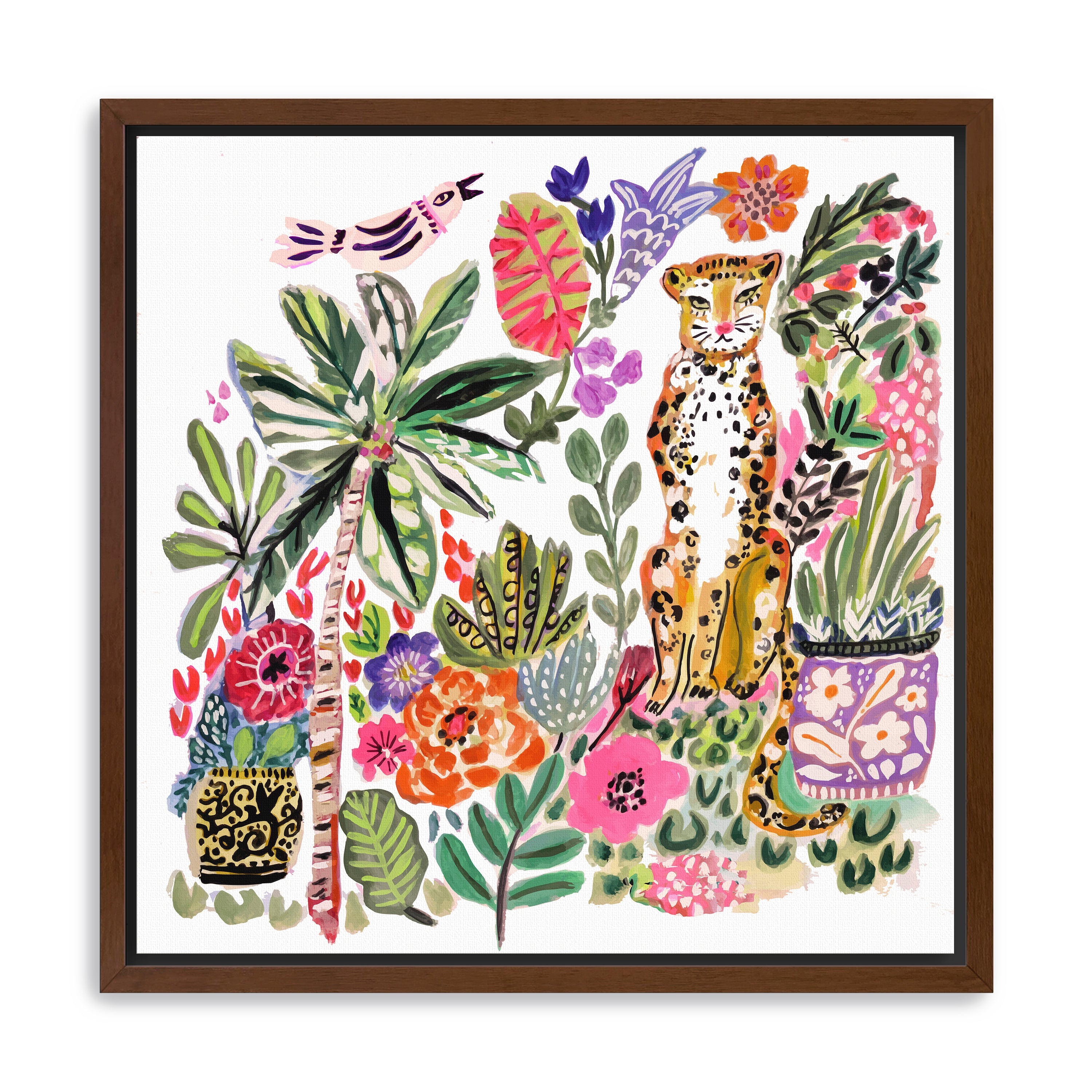 Tiger With Palm Tree And Bird 2 Canvas Giclee
