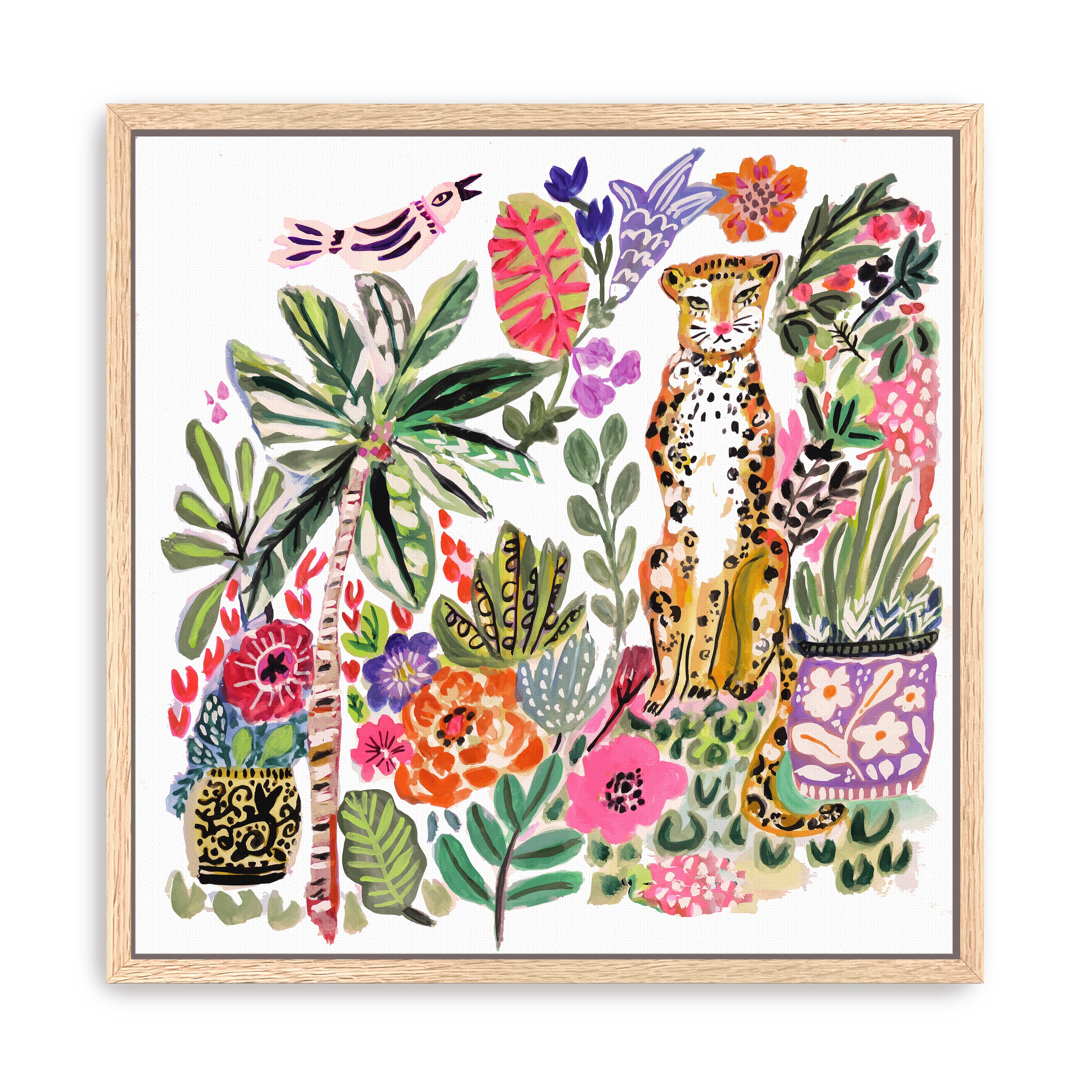 Tiger With Palm Tree And Bird 2 Canvas Giclee