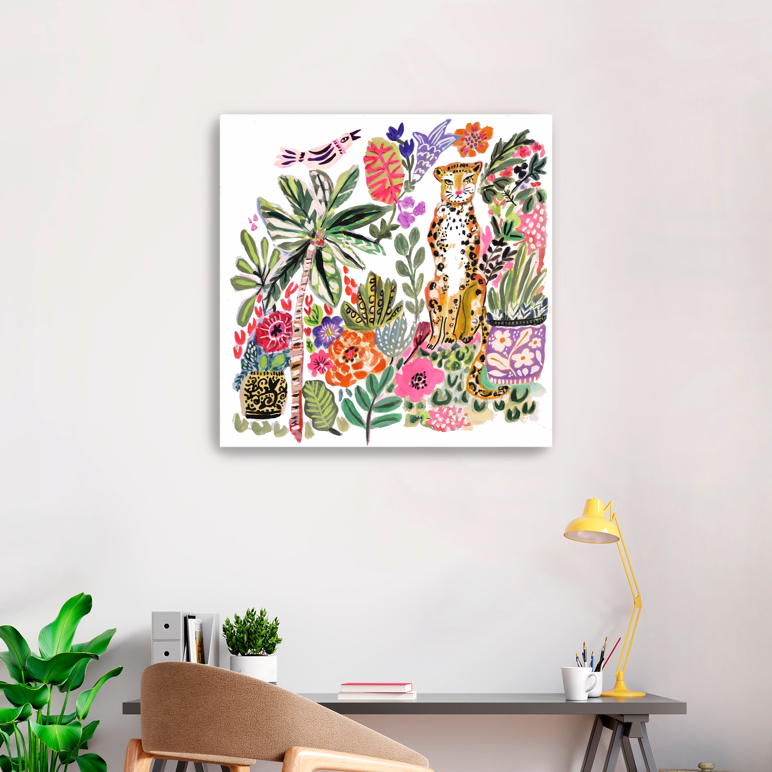 Tiger With Palm Tree And Bird II Canvas Giclee