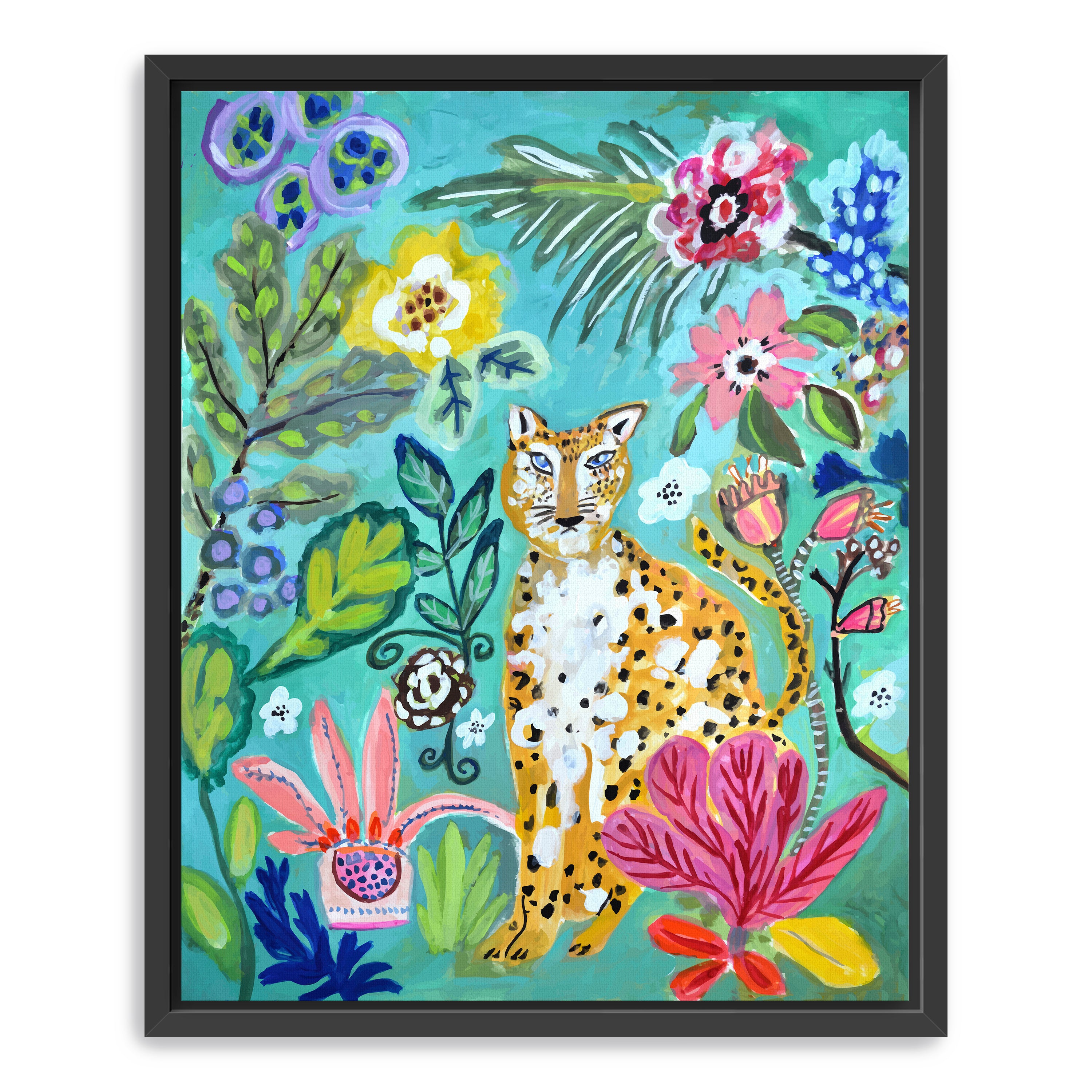 Turquoise Cheetah Canvas Giclee