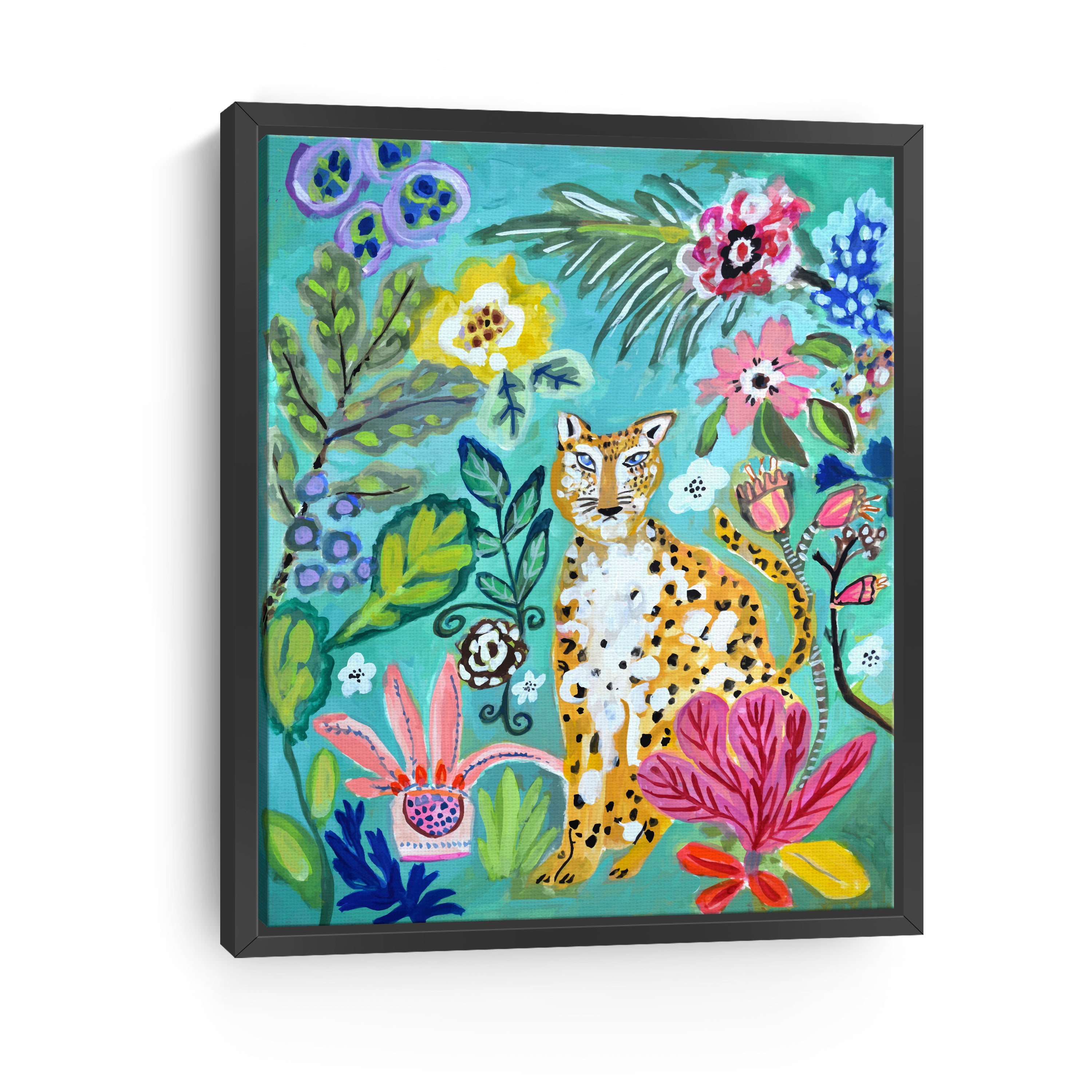 Turquoise Cheetah Canvas Giclee