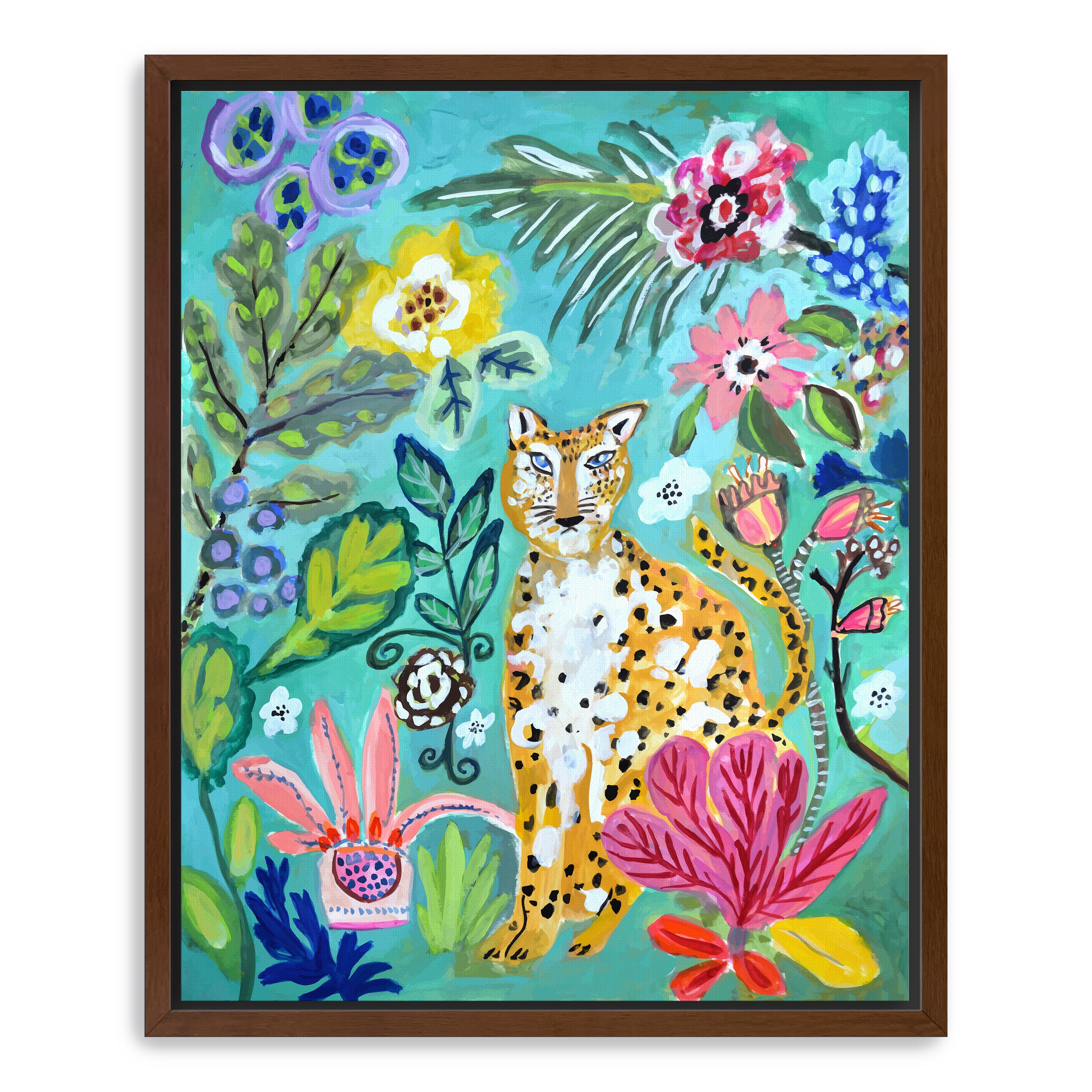 Turquoise Cheetah Canvas Giclee