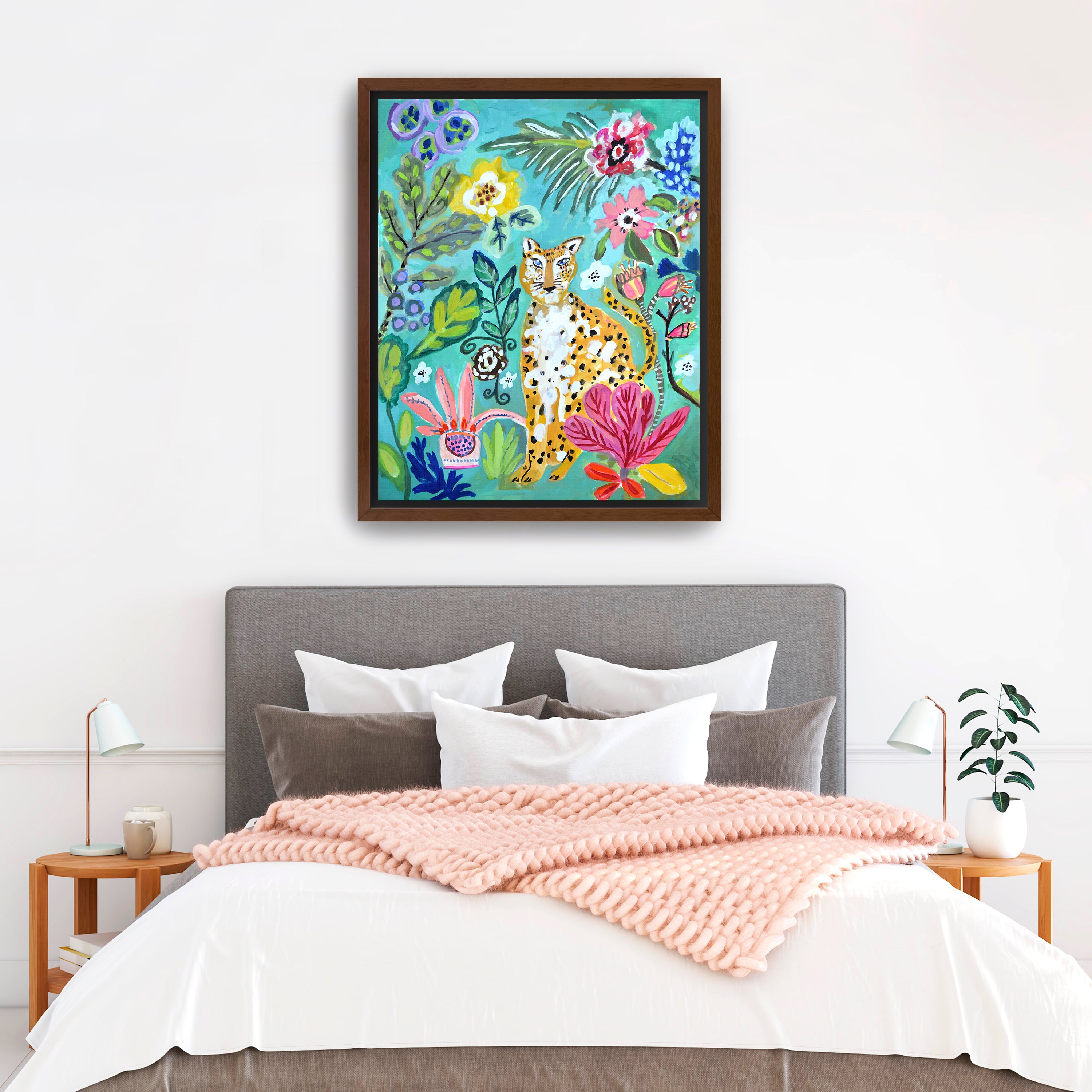 Turquoise Cheetah Canvas Giclee