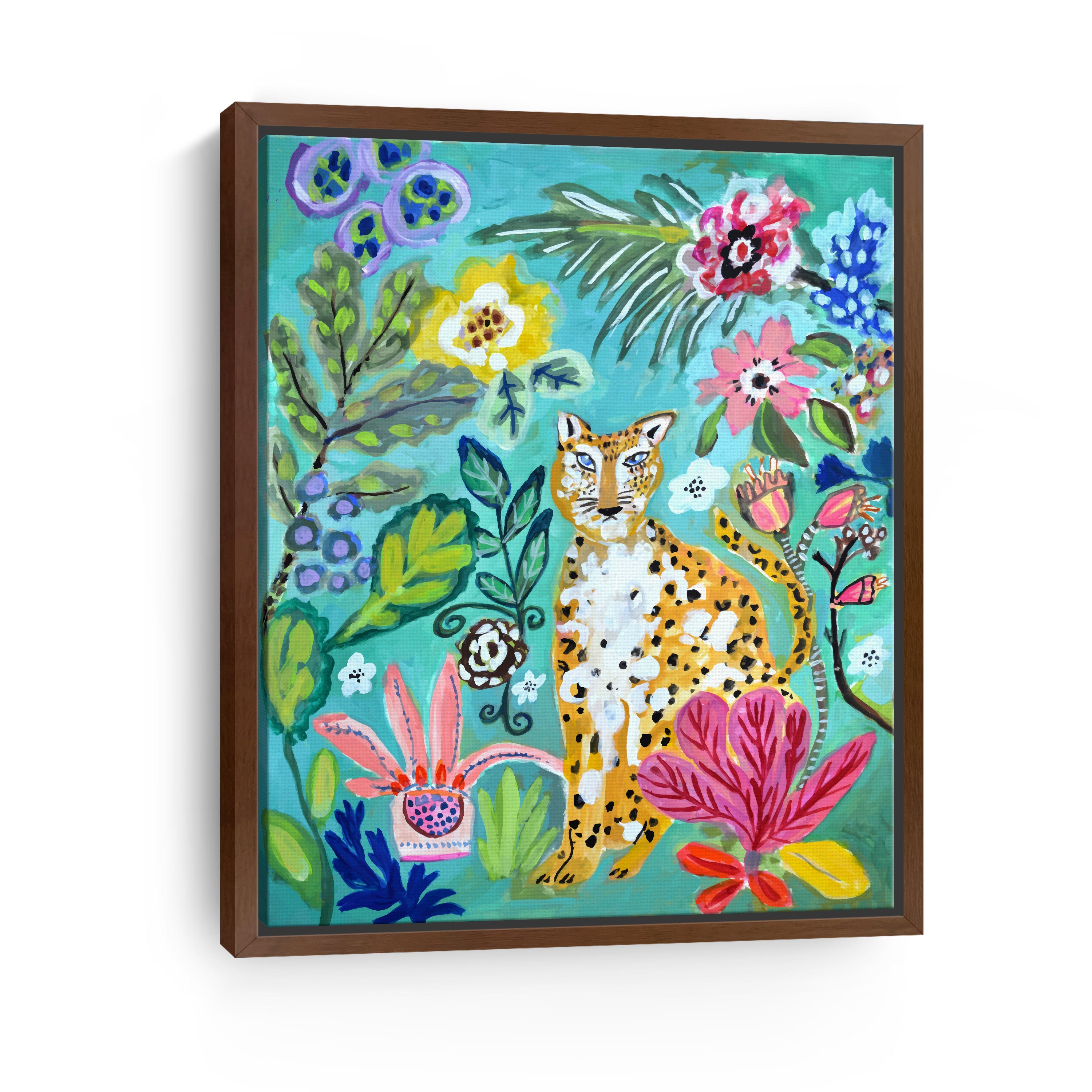 Turquoise Cheetah Canvas Giclee