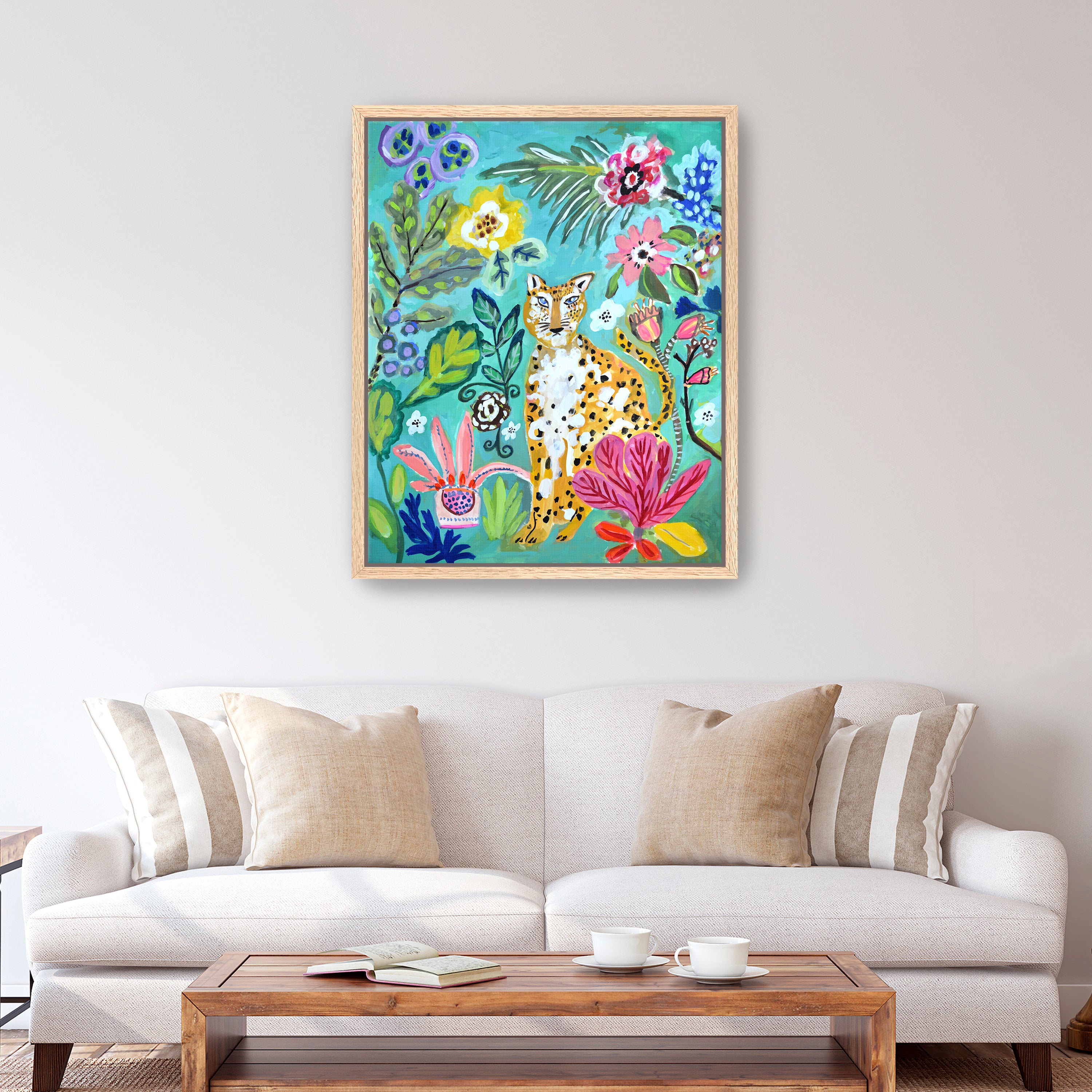 Turquoise Cheetah Canvas Giclee