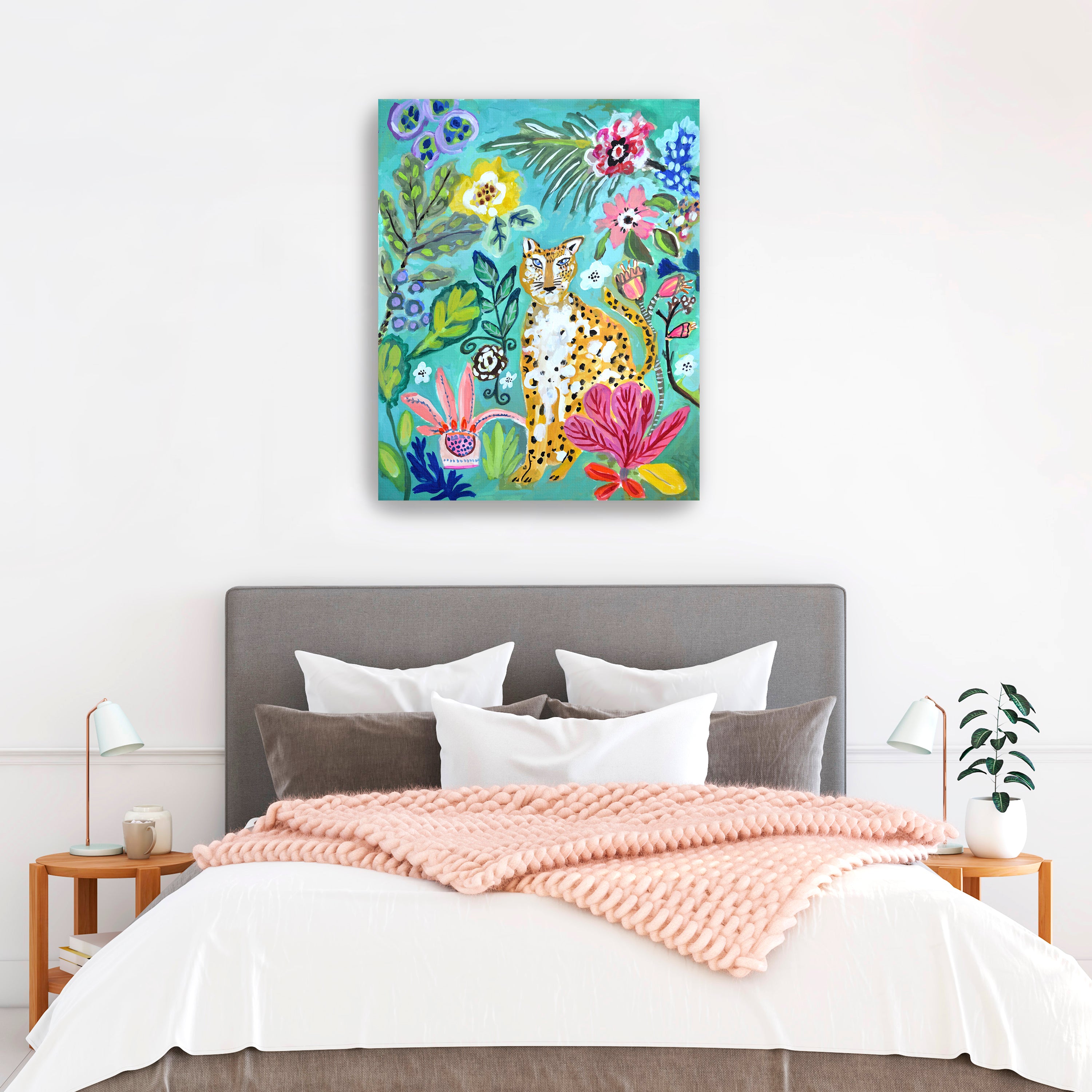 Turquoise Cheetah Canvas Giclee