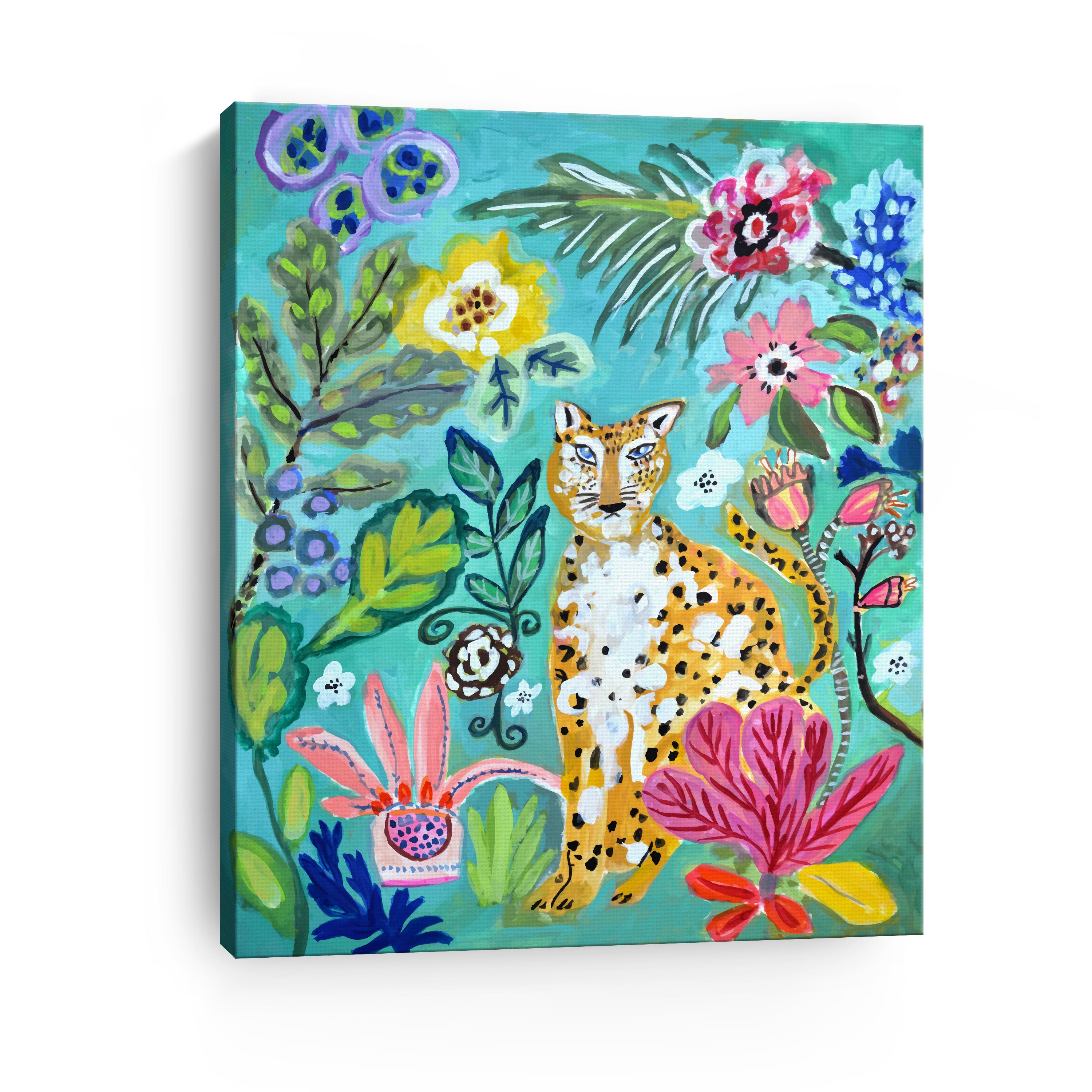 Turquoise Cheetah Canvas Giclee