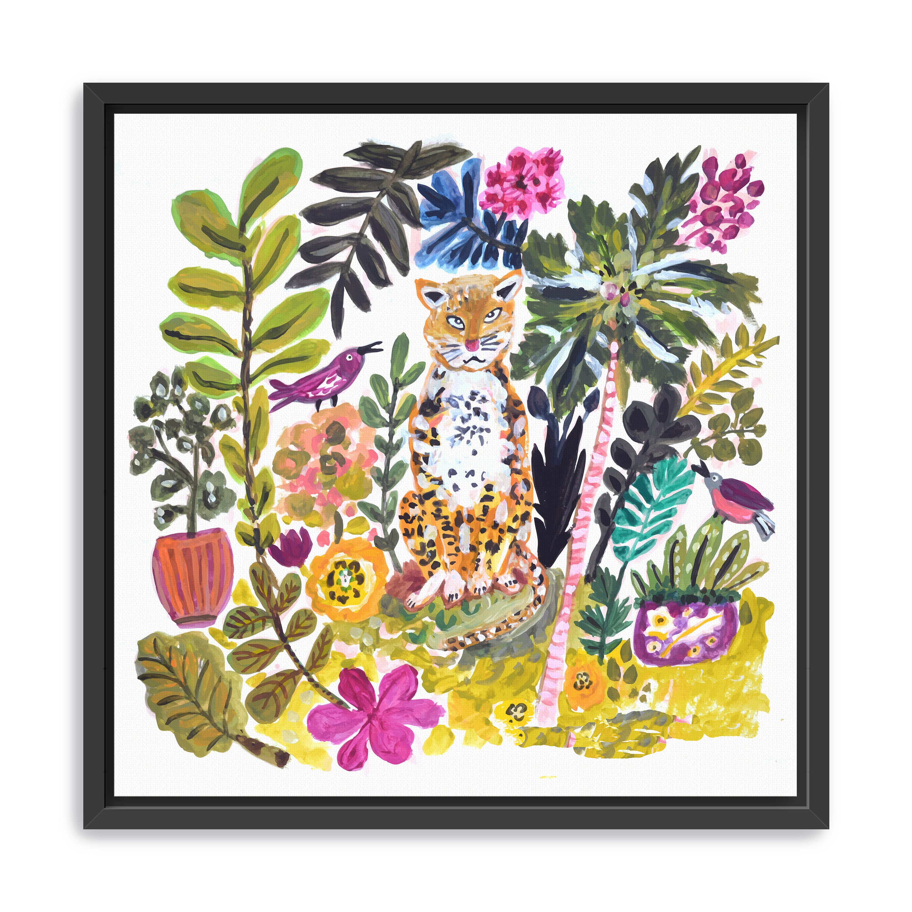 Tiger With Purple Flower 1 Canvas Giclee