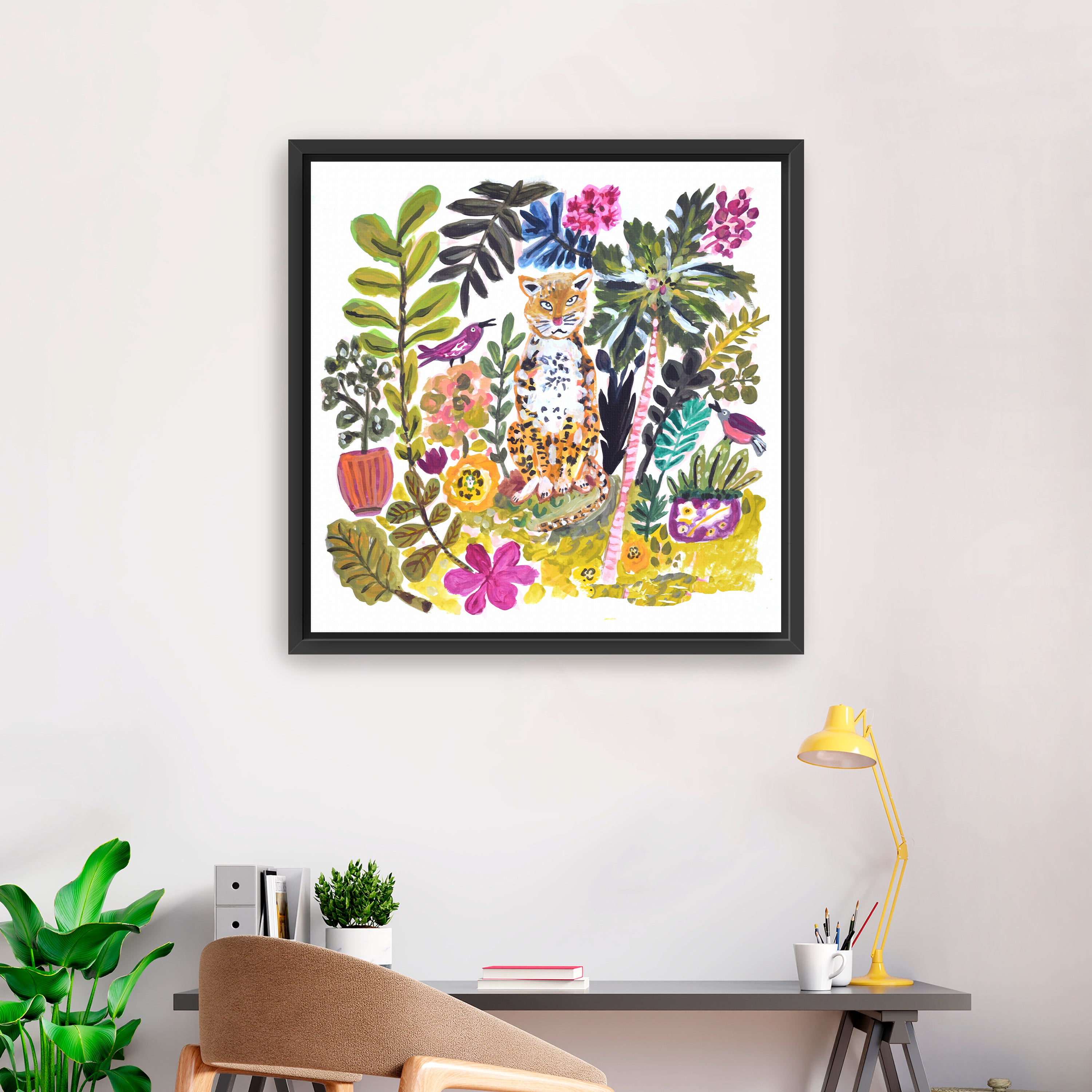 Tiger With Purple Flower 1 Canvas Giclee