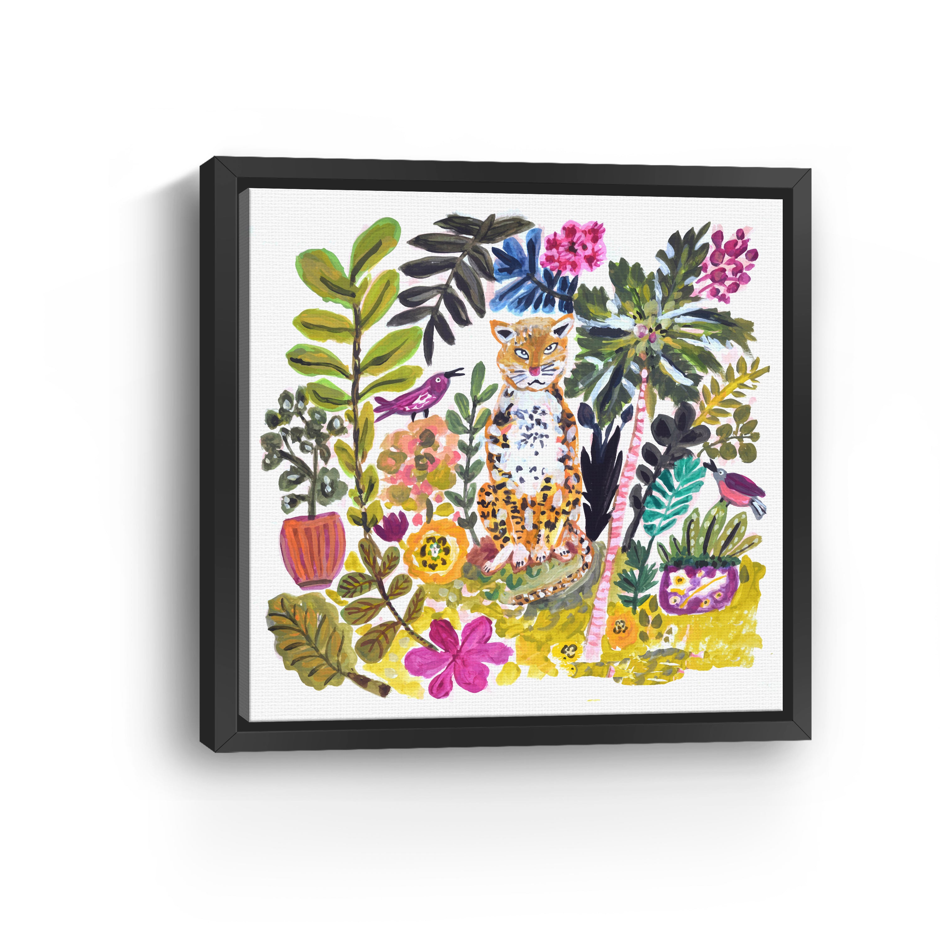 Tiger With Purple Flower 1 Canvas Giclee