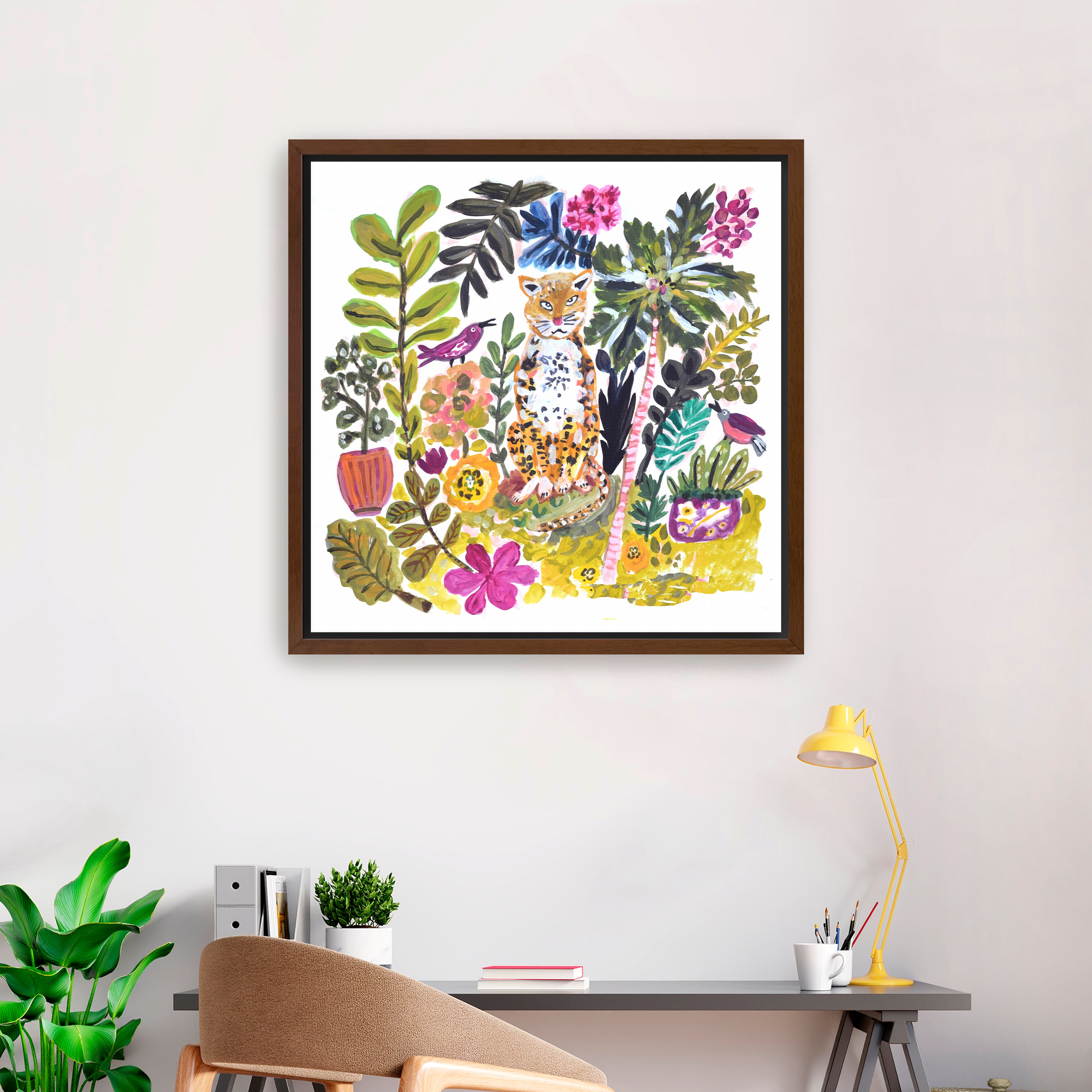 Tiger With Purple Flower 1 Canvas Giclee