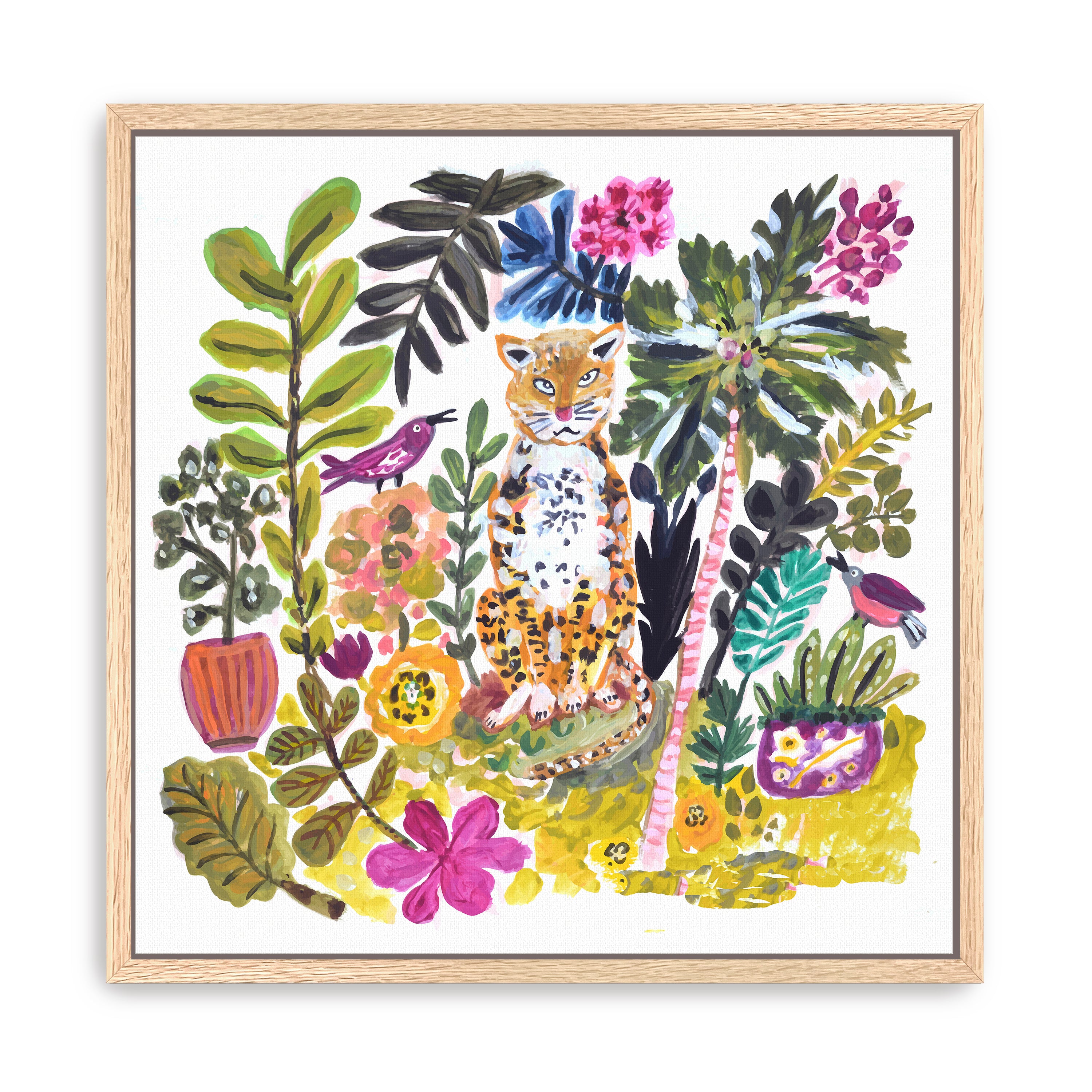 Tiger With Purple Flower 1 Canvas Giclee