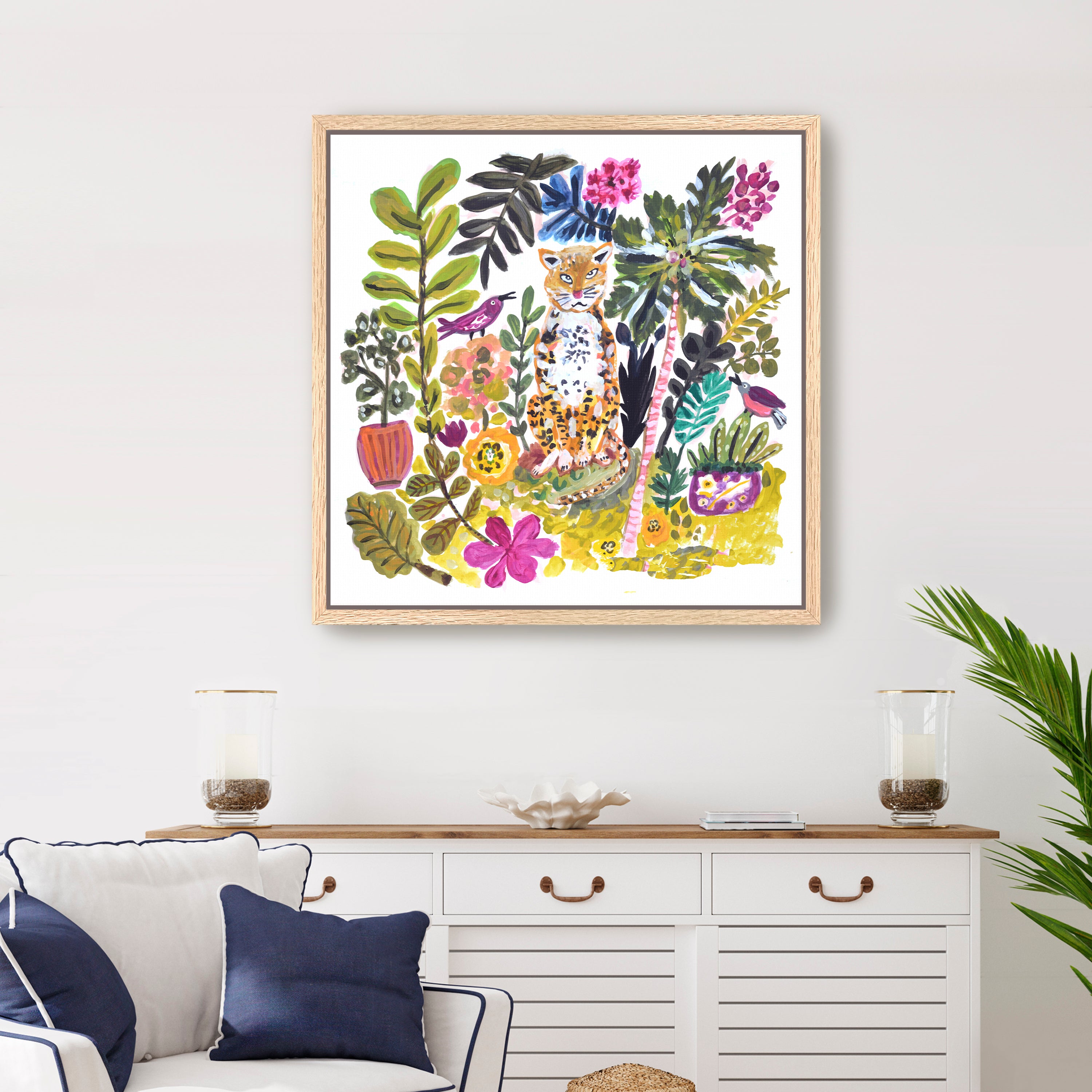 Tiger With Purple Flower 1 Canvas Giclee