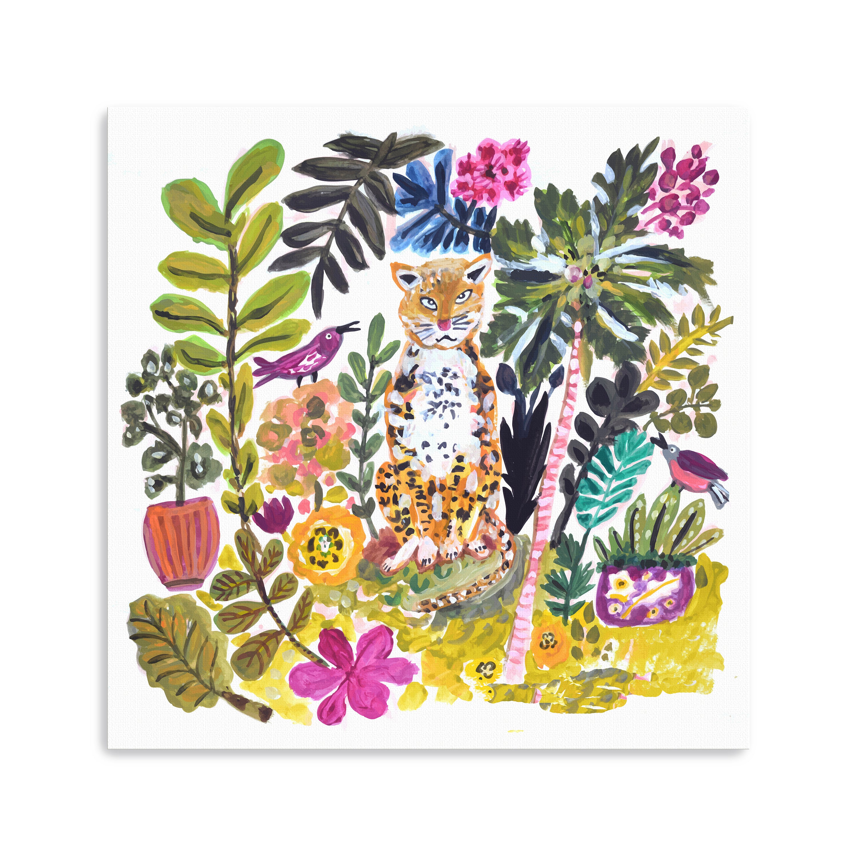 Tiger With Purple Flower 1 Canvas Giclee