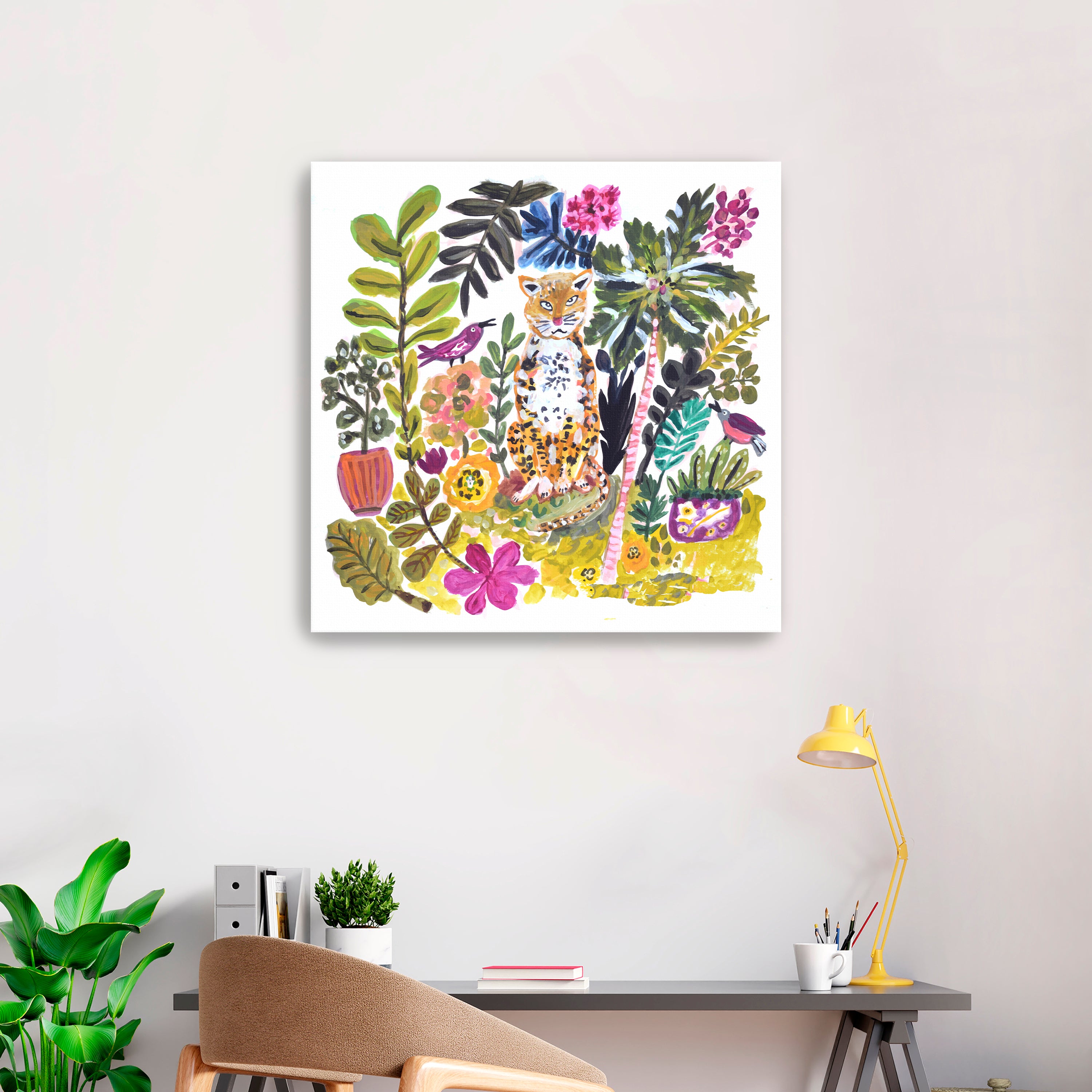 Tiger With Purple Flower I Canvas Giclee