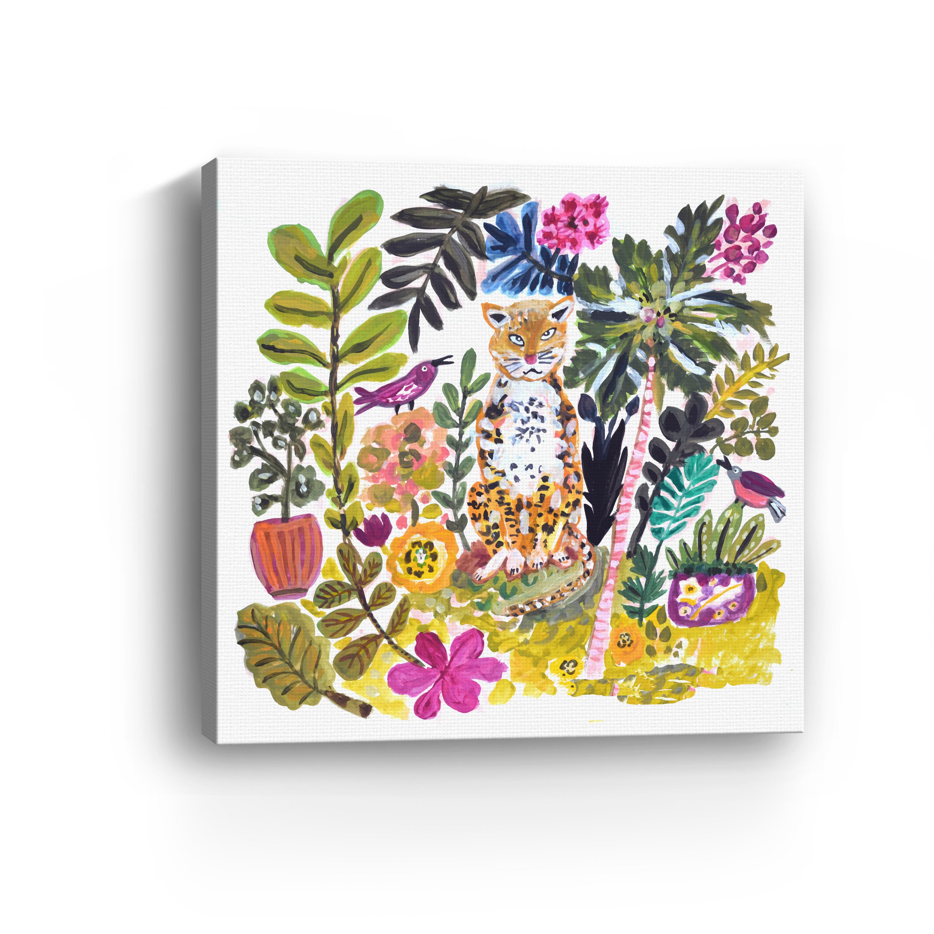 Tiger With Purple Flower I Canvas Giclee