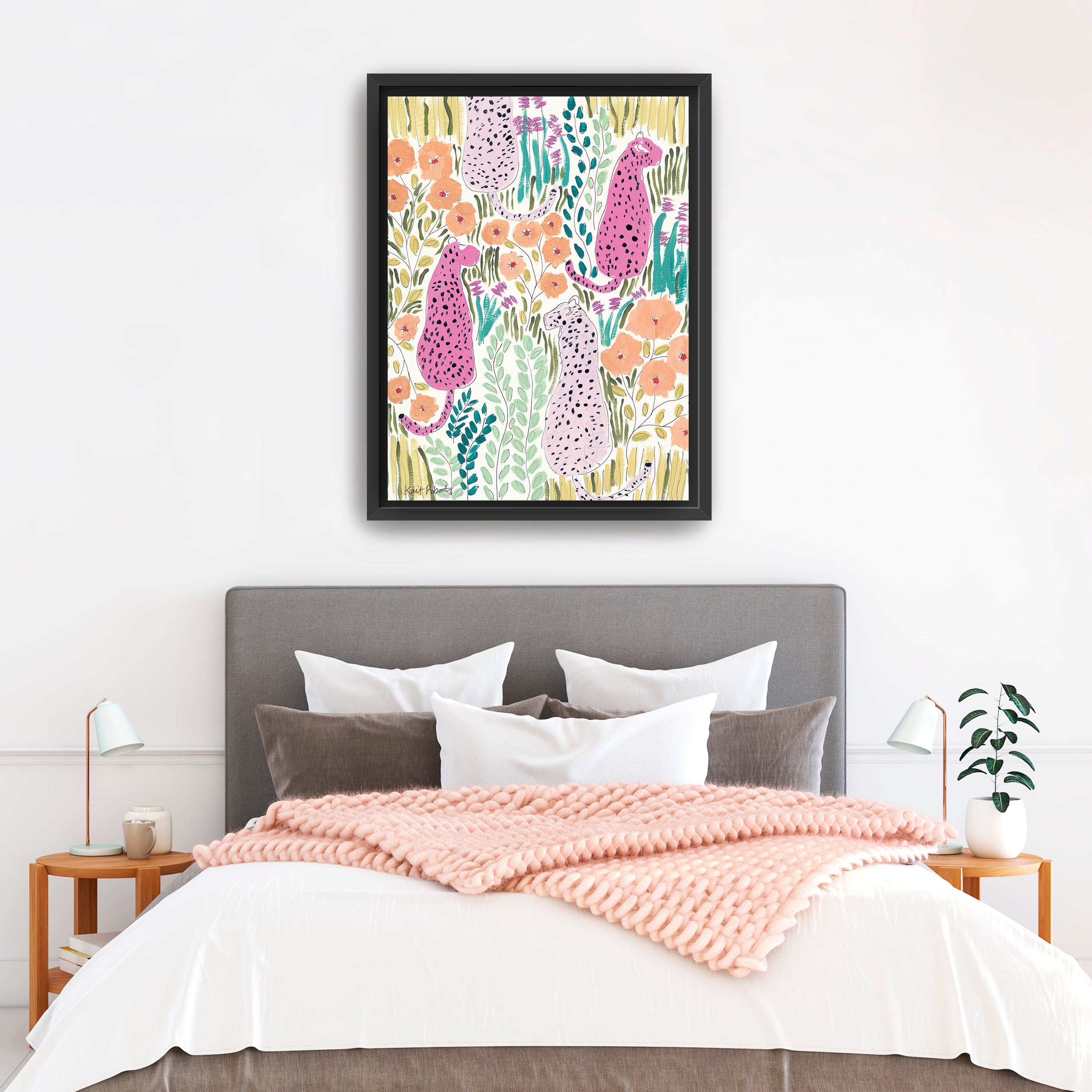 Hello Cheetah - Pink Canvas Giclee