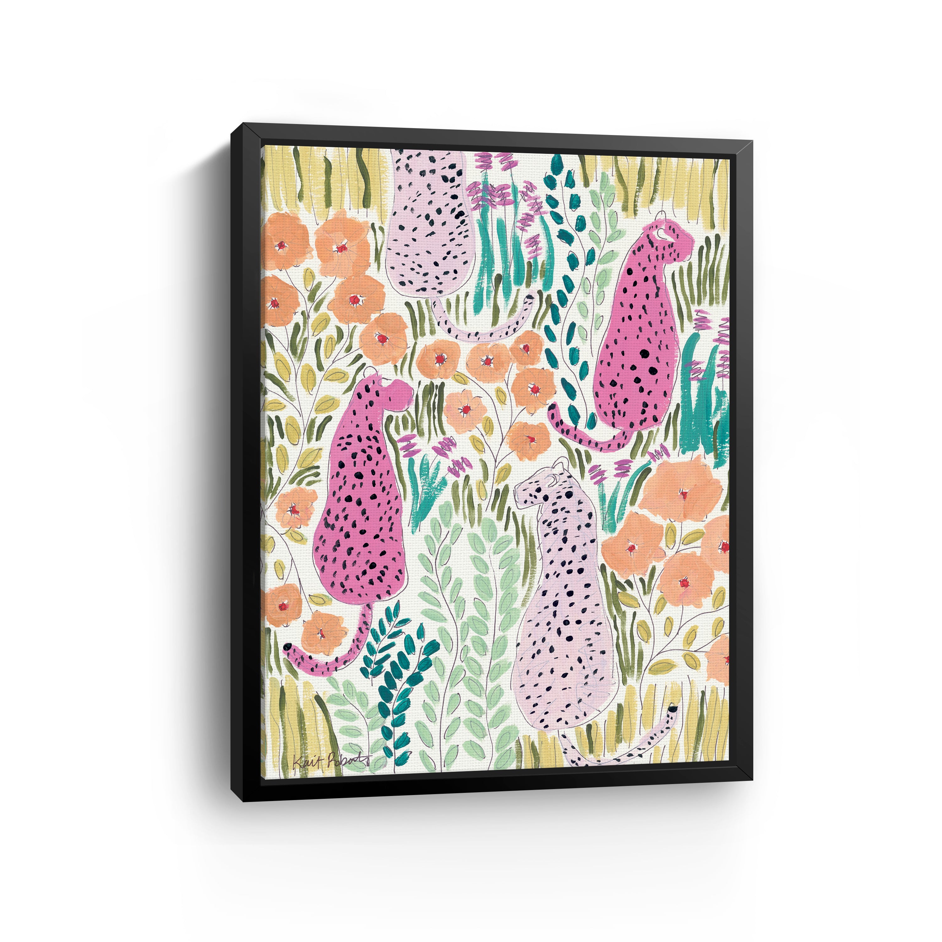 Hello Cheetah - Pink Canvas Giclee