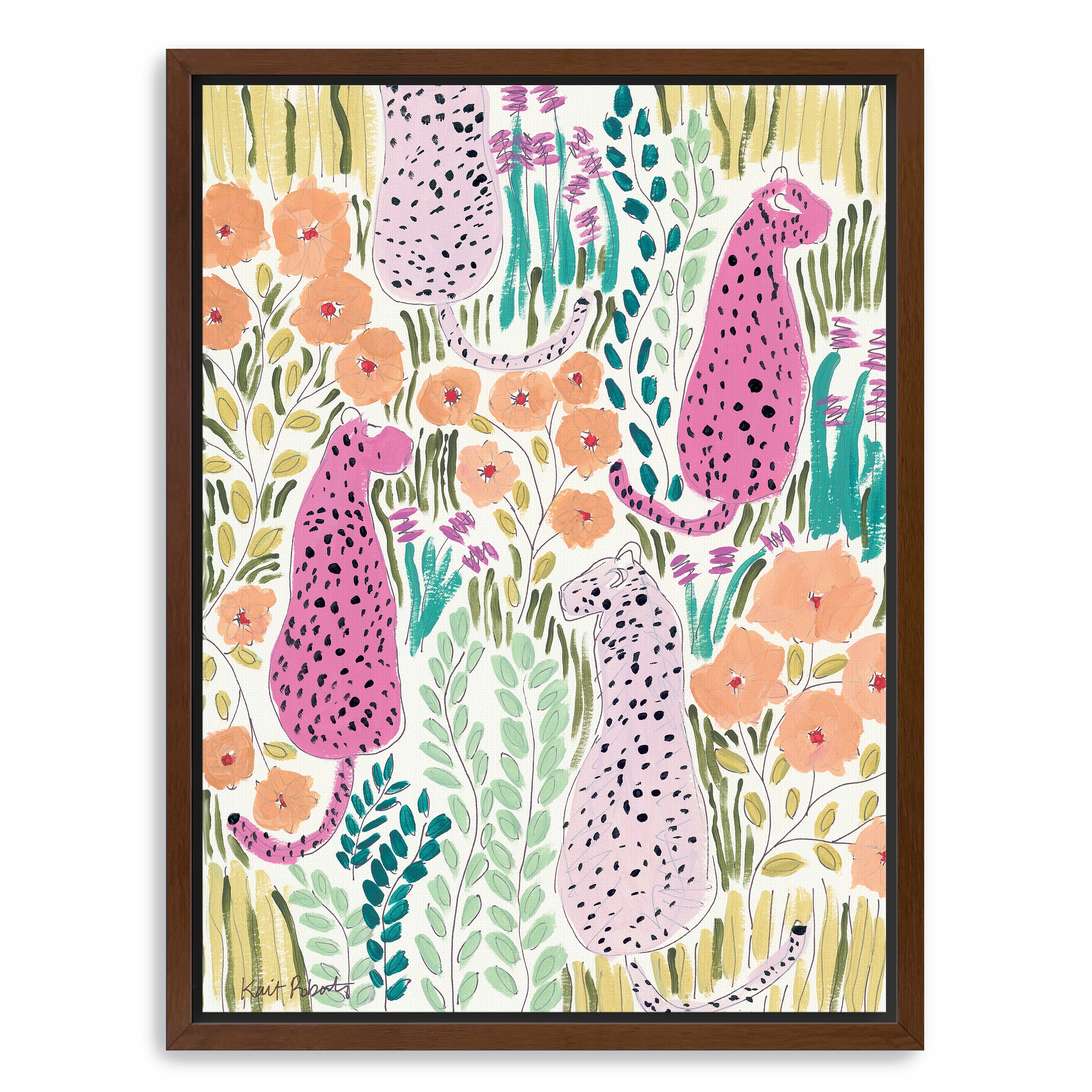 Hello Cheetah - Pink Canvas Giclee
