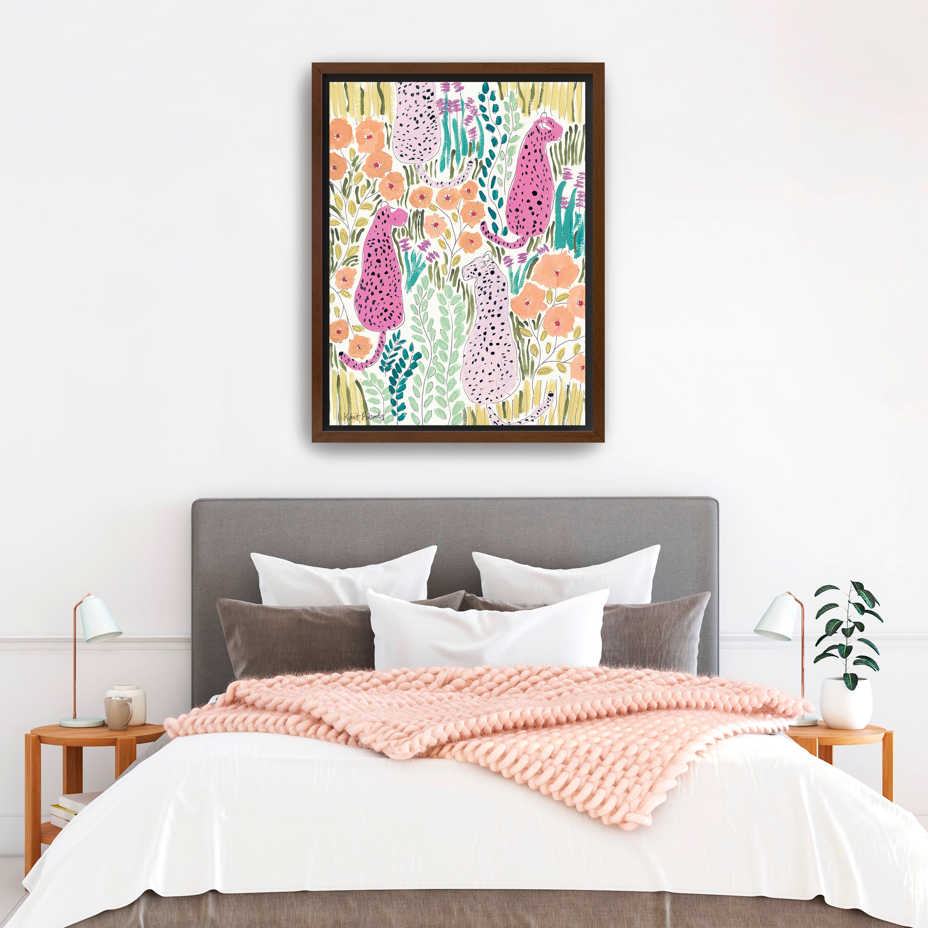 Hello Cheetah - Pink Canvas Giclee