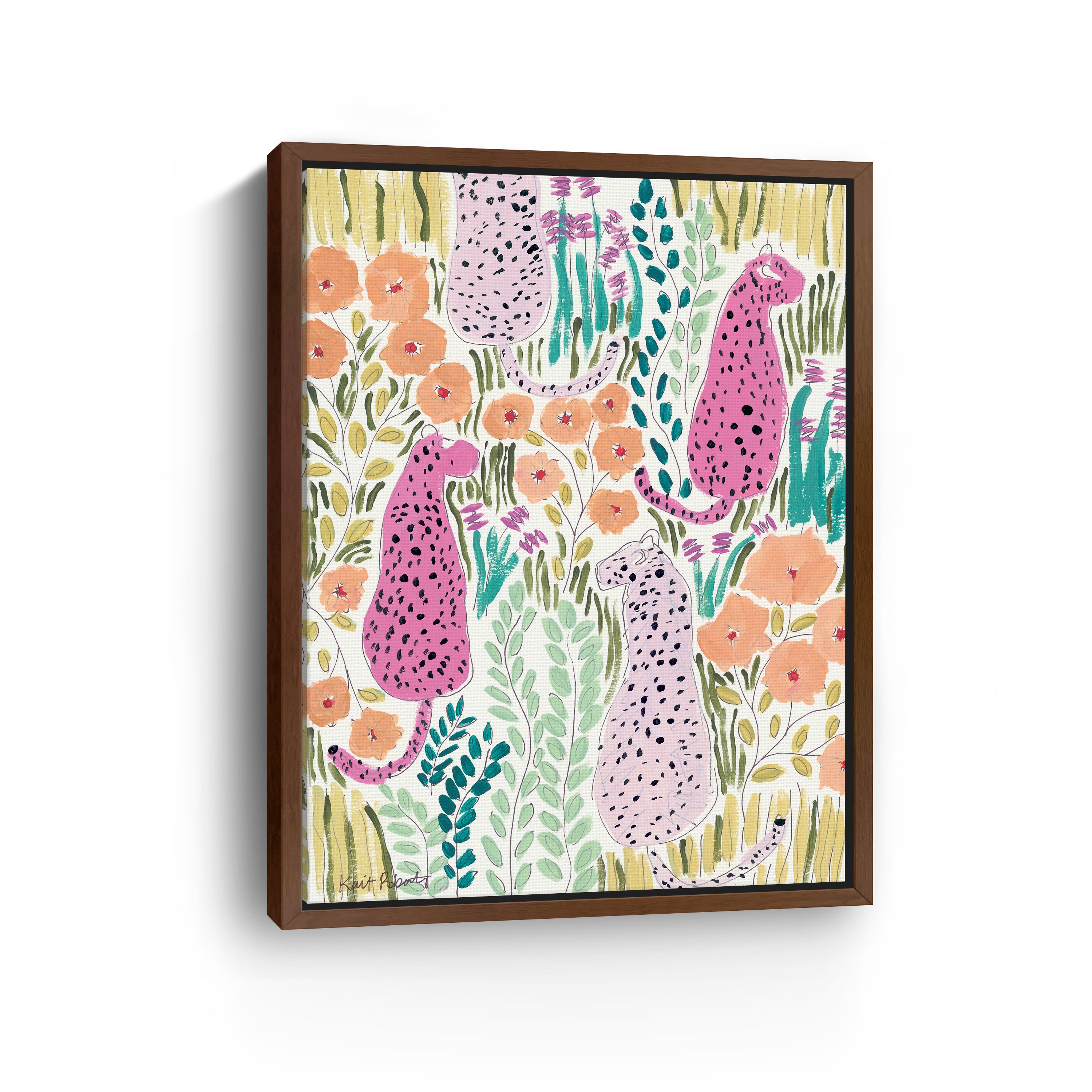 Hello Cheetah - Pink Canvas Giclee