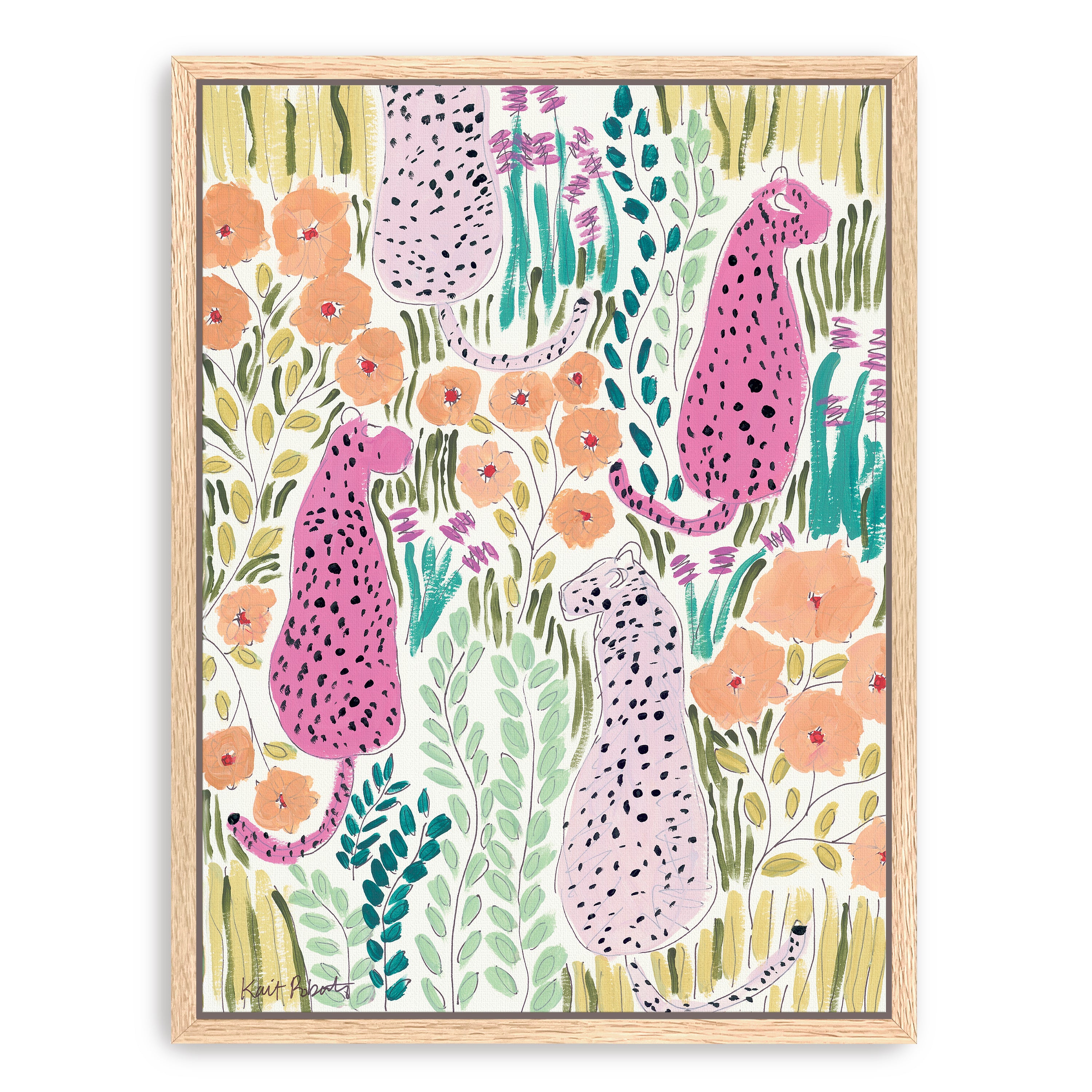Hello Cheetah - Pink Canvas Giclee