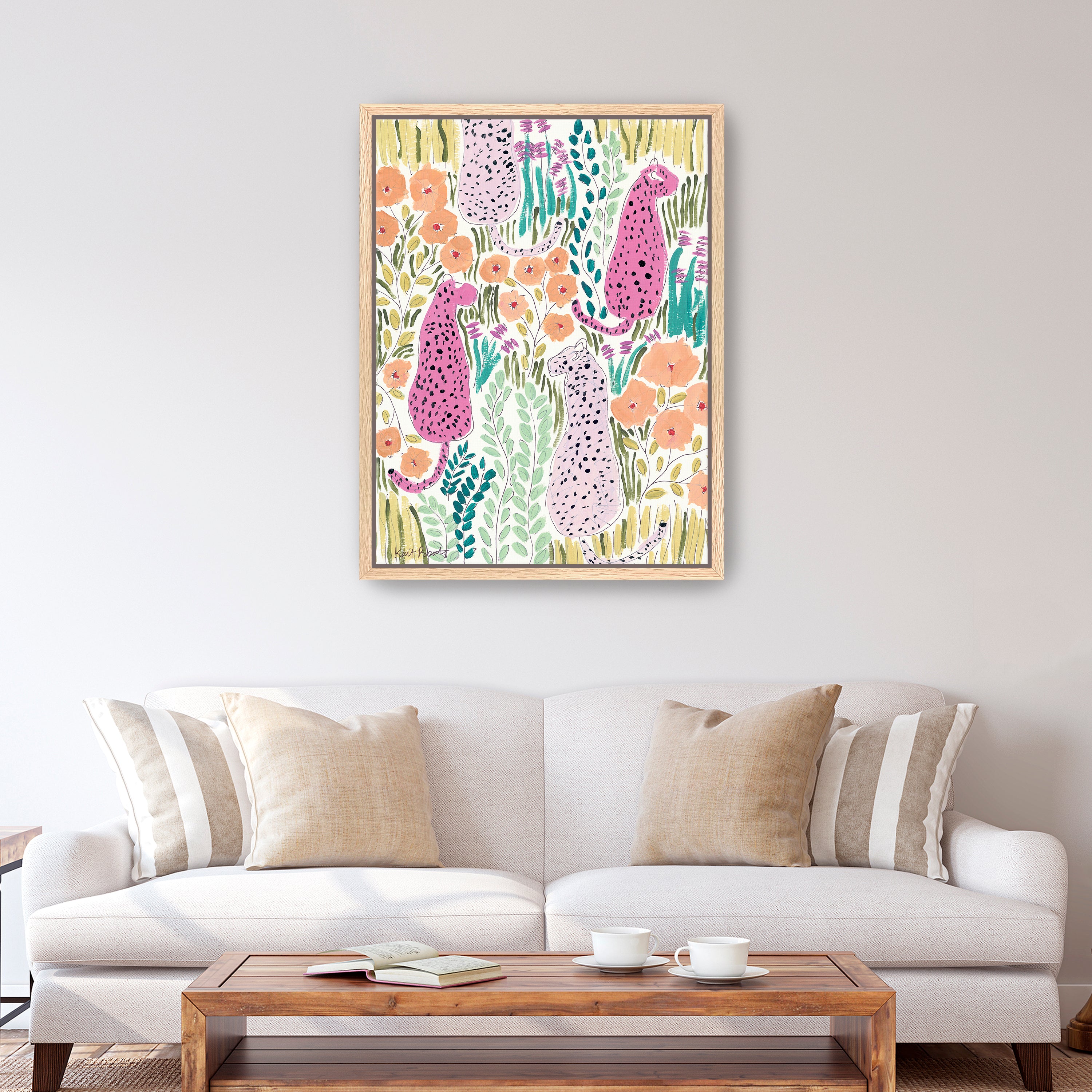 Hello Cheetah - Pink Canvas Giclee