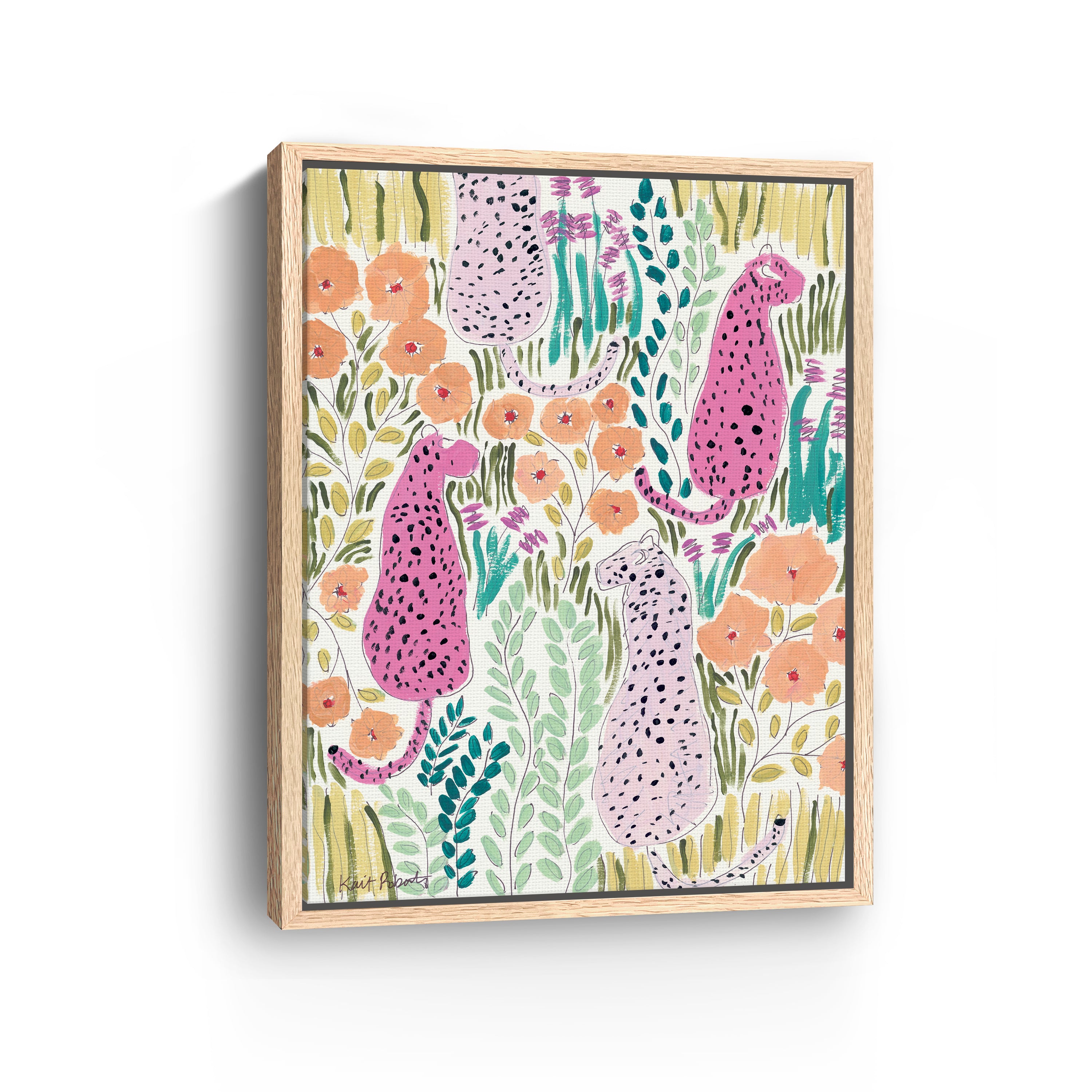 Hello Cheetah - Pink Canvas Giclee