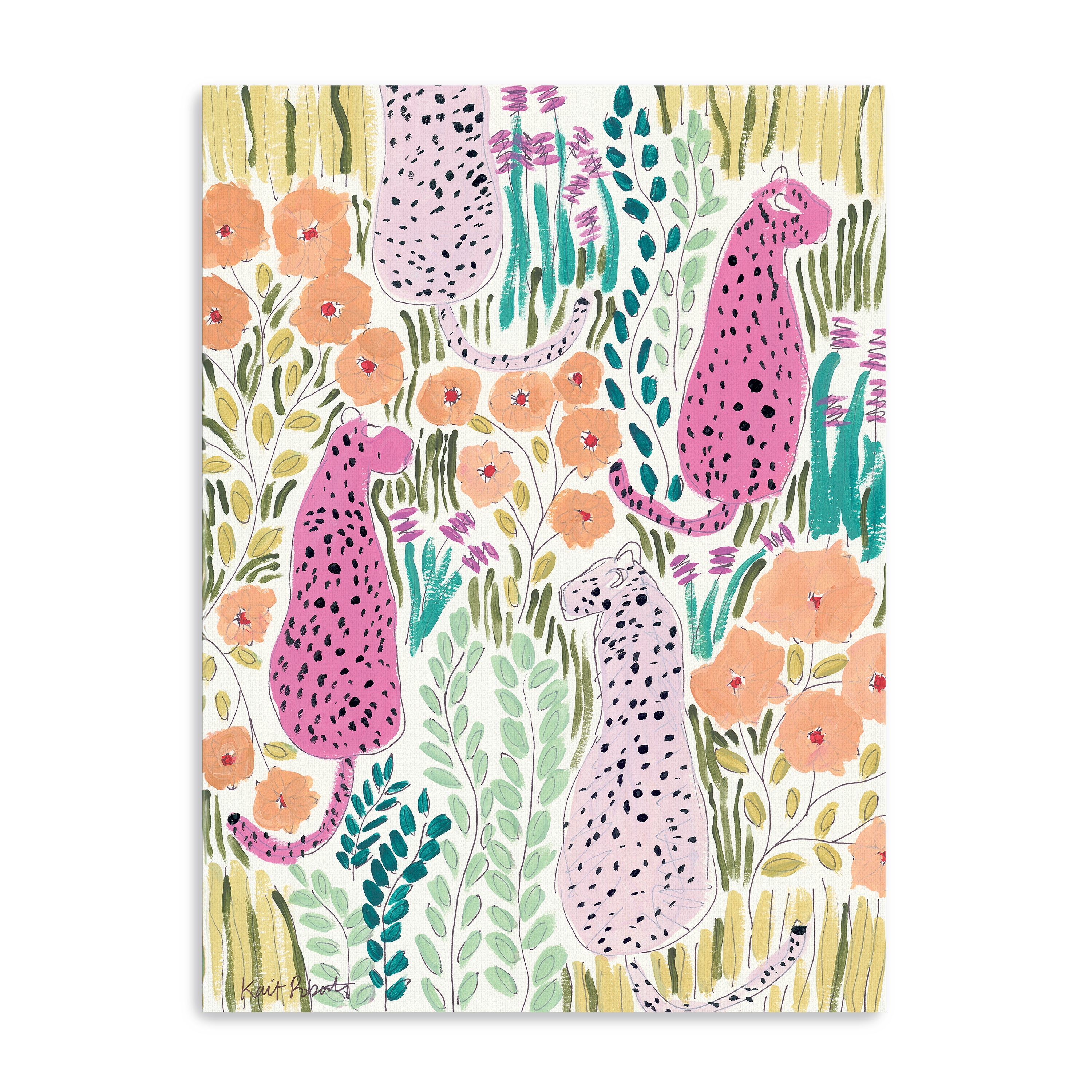 Hello Cheetah - Pink Canvas Giclee