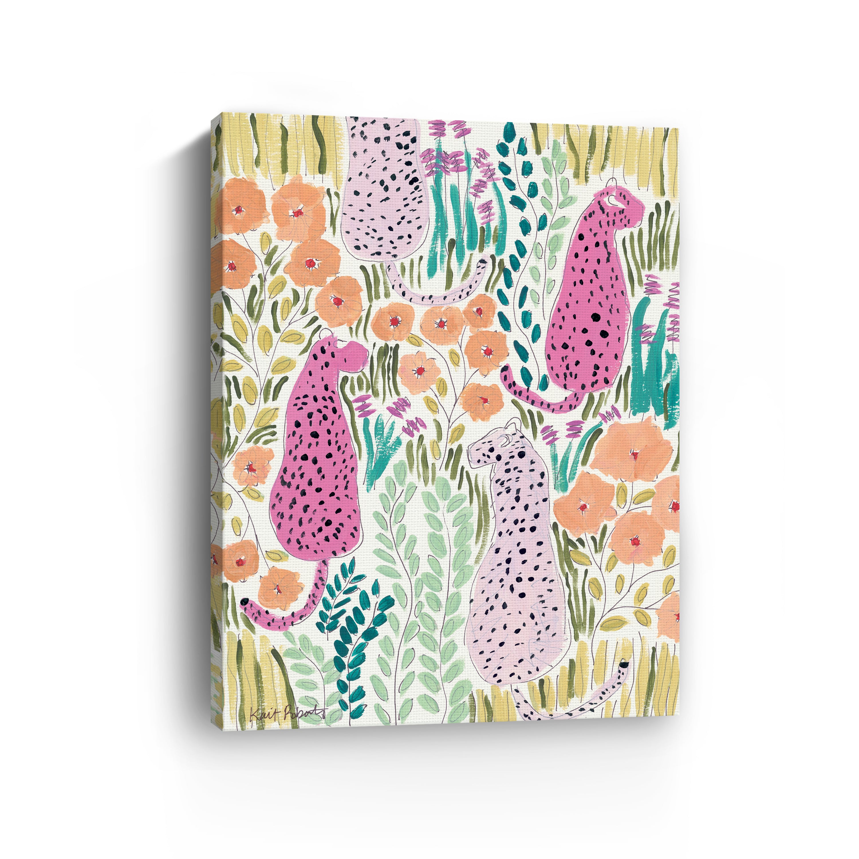 Hello Cheetah - Pink Canvas Giclee
