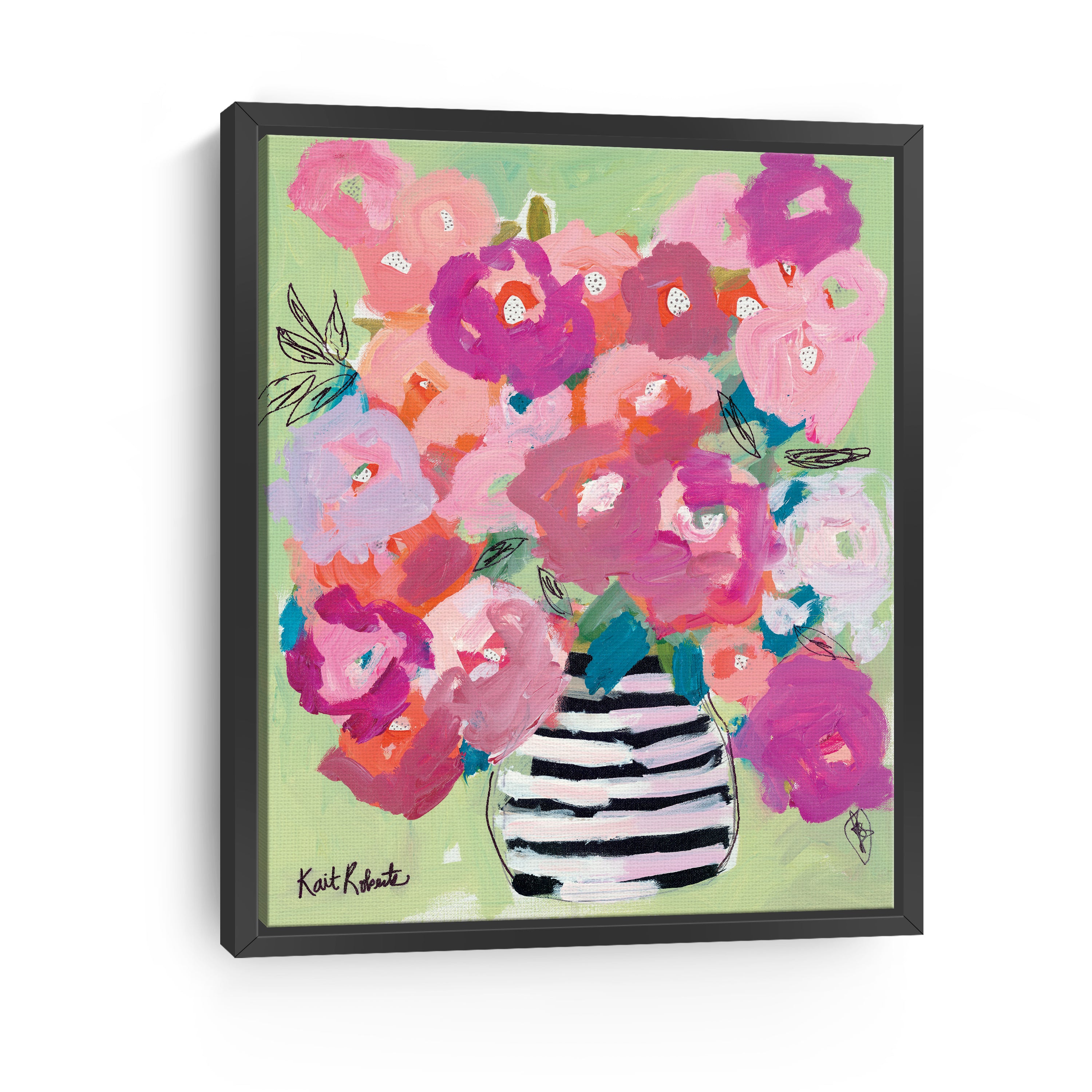 Poppies in Strawberry & Taffy Canvas Giclee