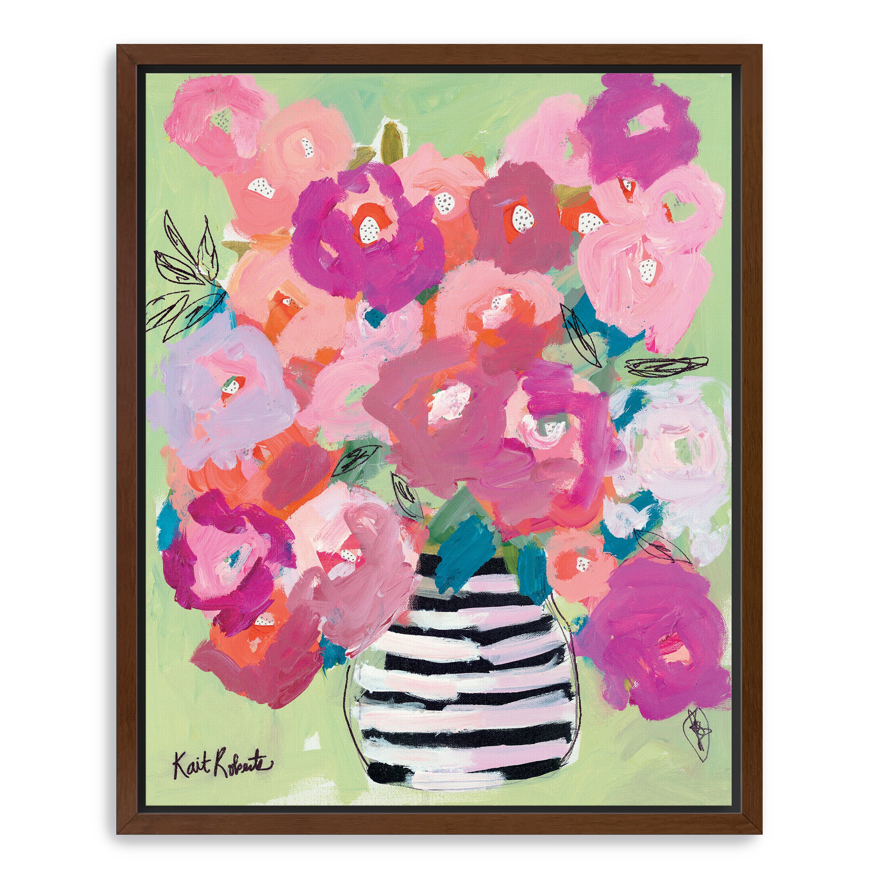Poppies in Strawberry & Taffy Canvas Giclee