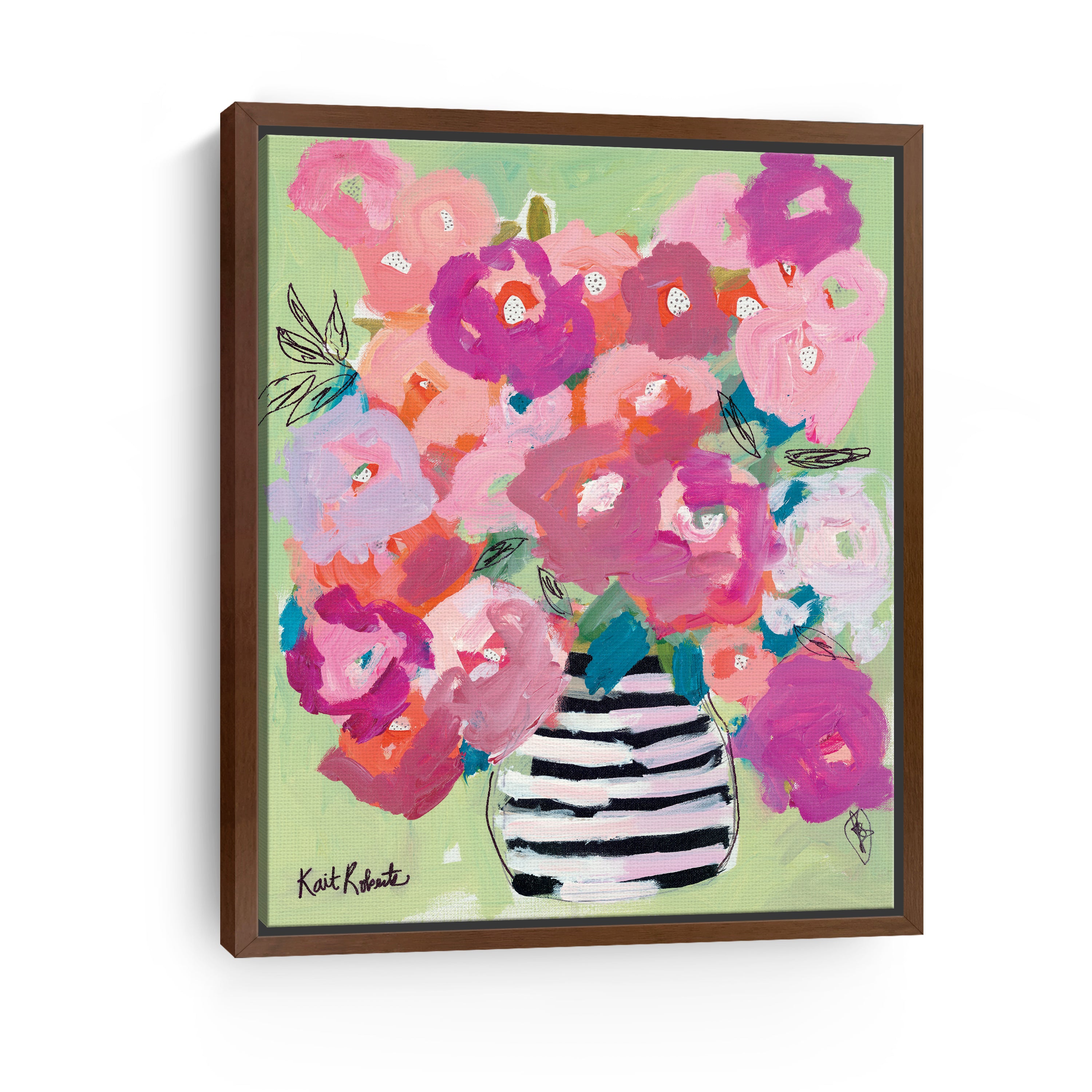 Poppies in Strawberry & Taffy Canvas Giclee
