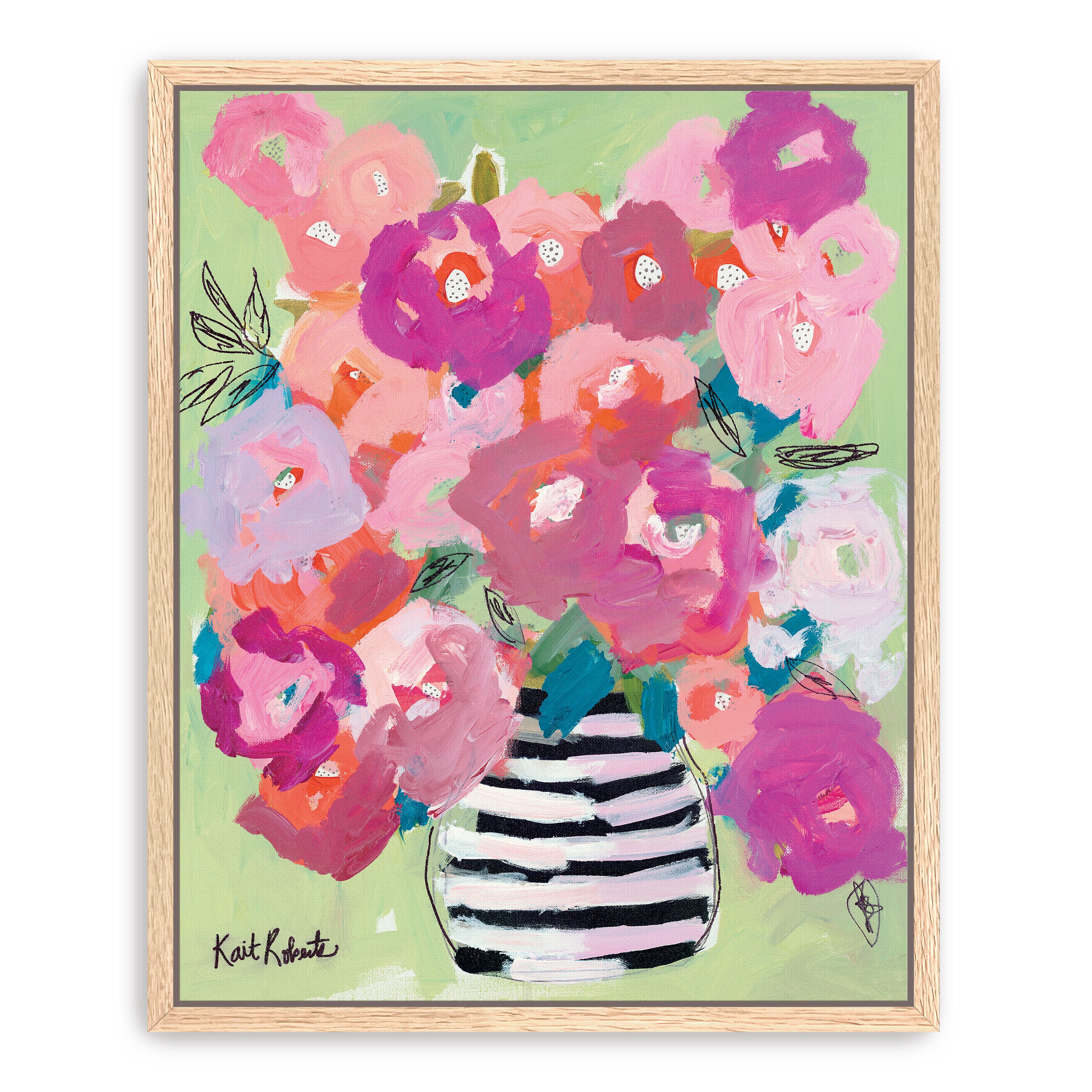 Poppies in Strawberry & Taffy Canvas Giclee