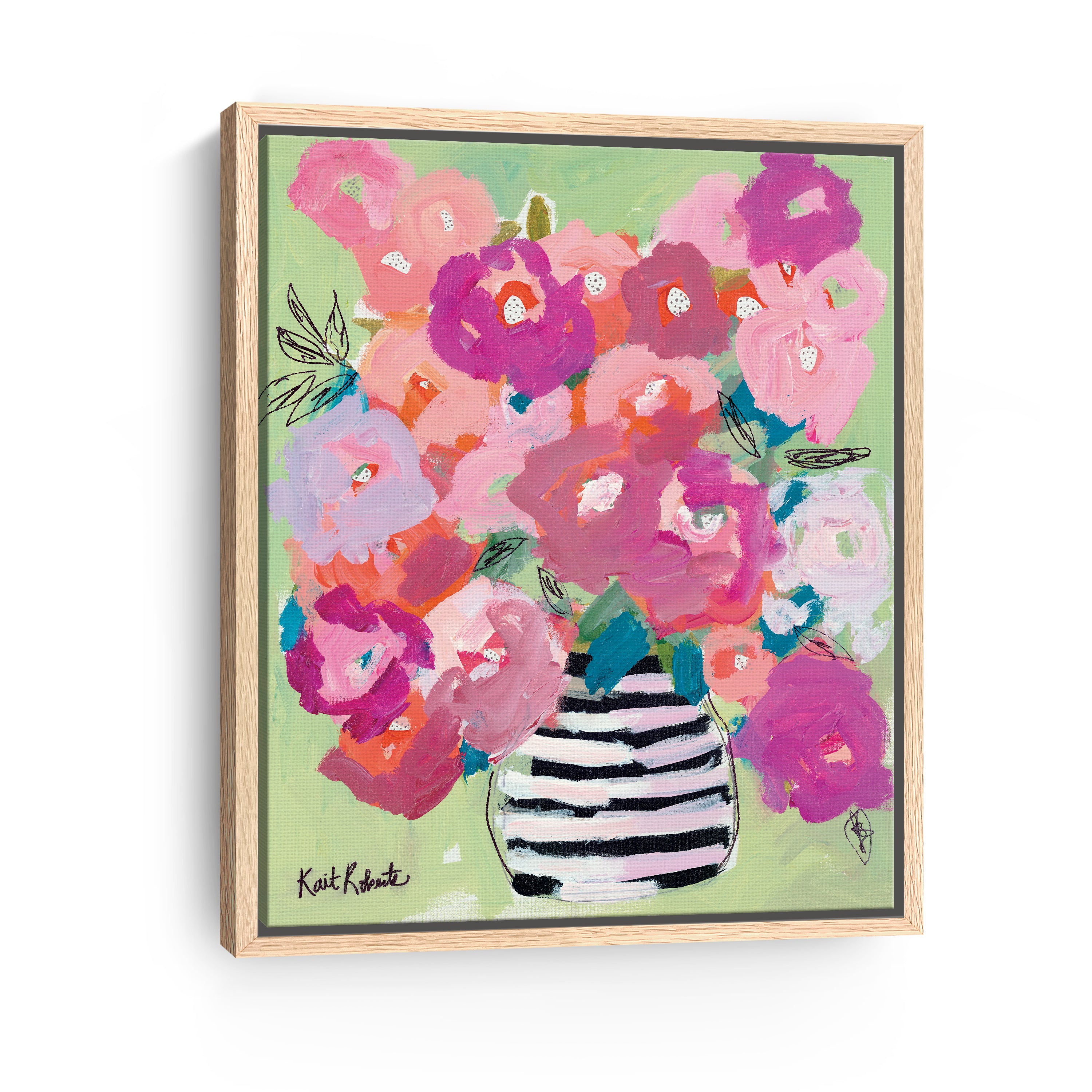 Poppies in Strawberry & Taffy Canvas Giclee
