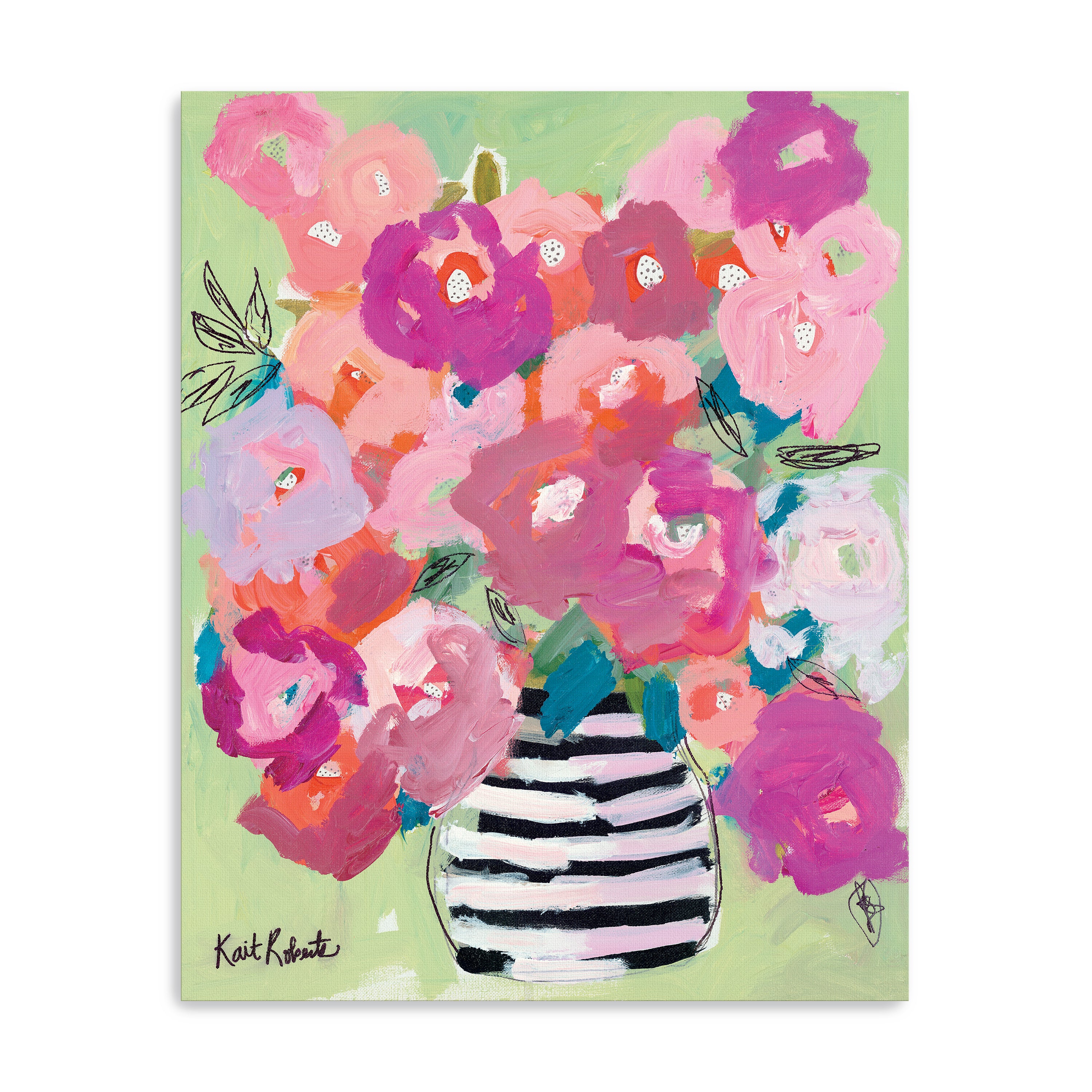 Poppies in Strawberry & Taffy Canvas Giclee
