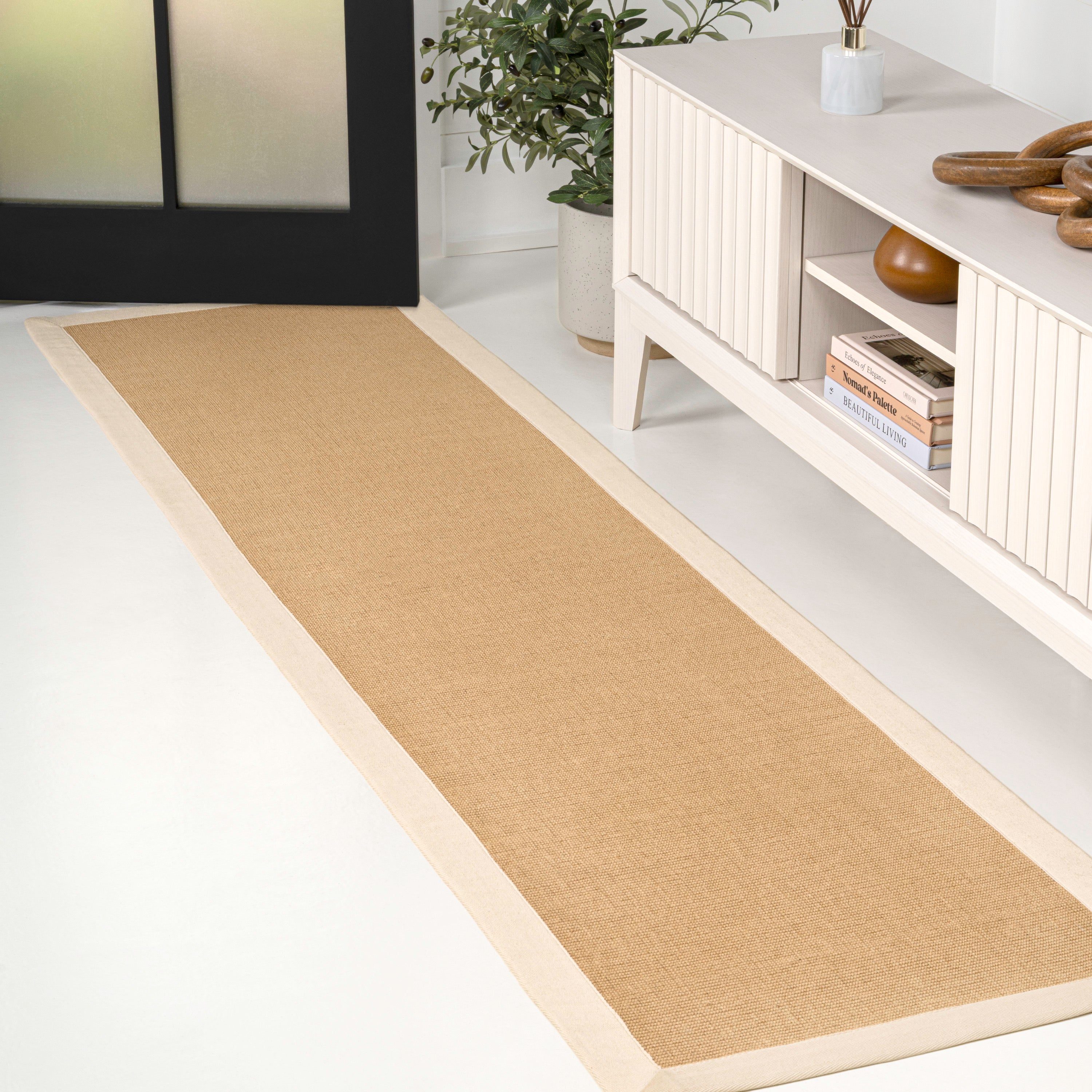 Camden Farmhouse Cottage Border Jute Area Rug