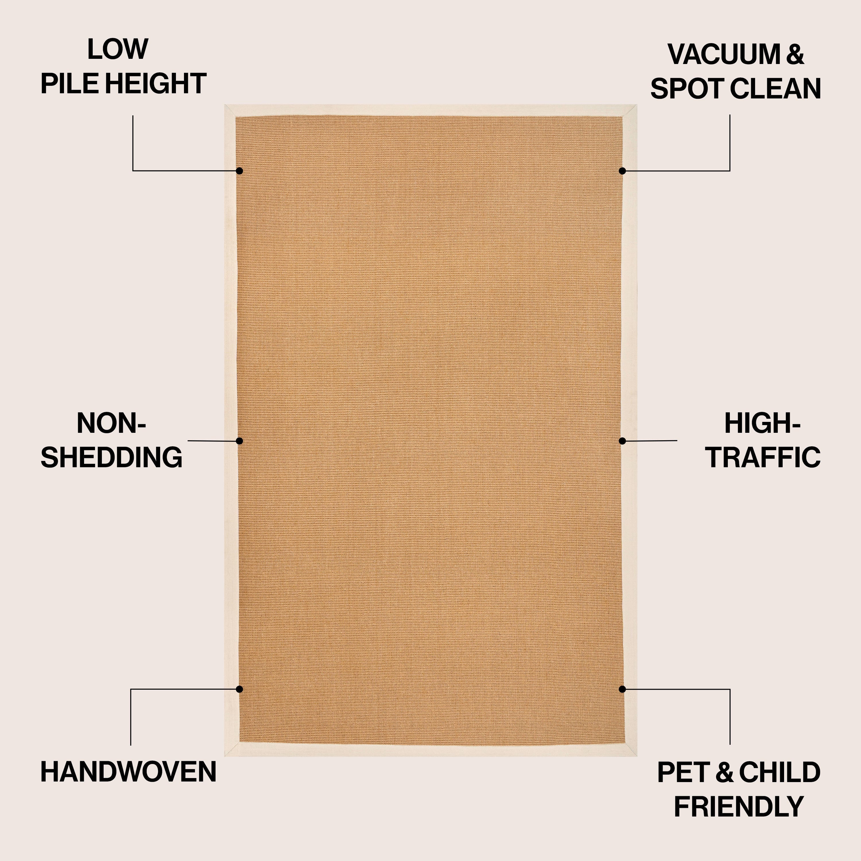Camden Farmhouse Cottage Border Jute Area Rug