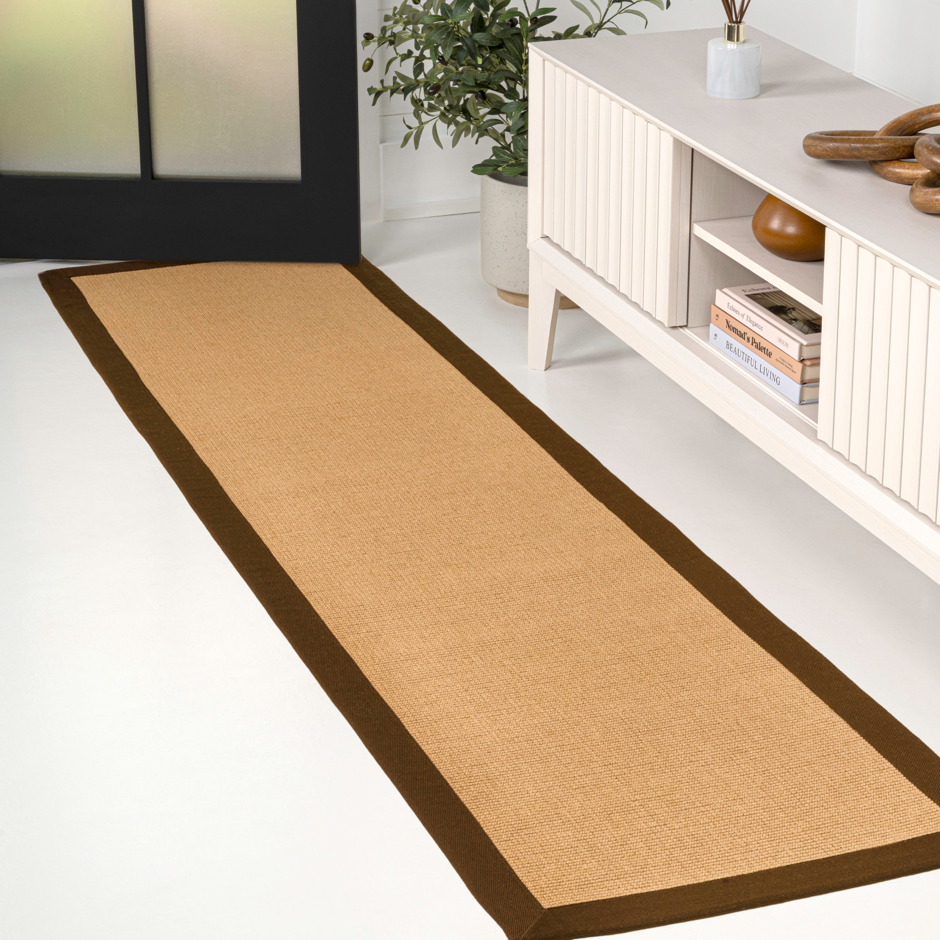 Camden Farmhouse Cottage Border Jute Area Rug