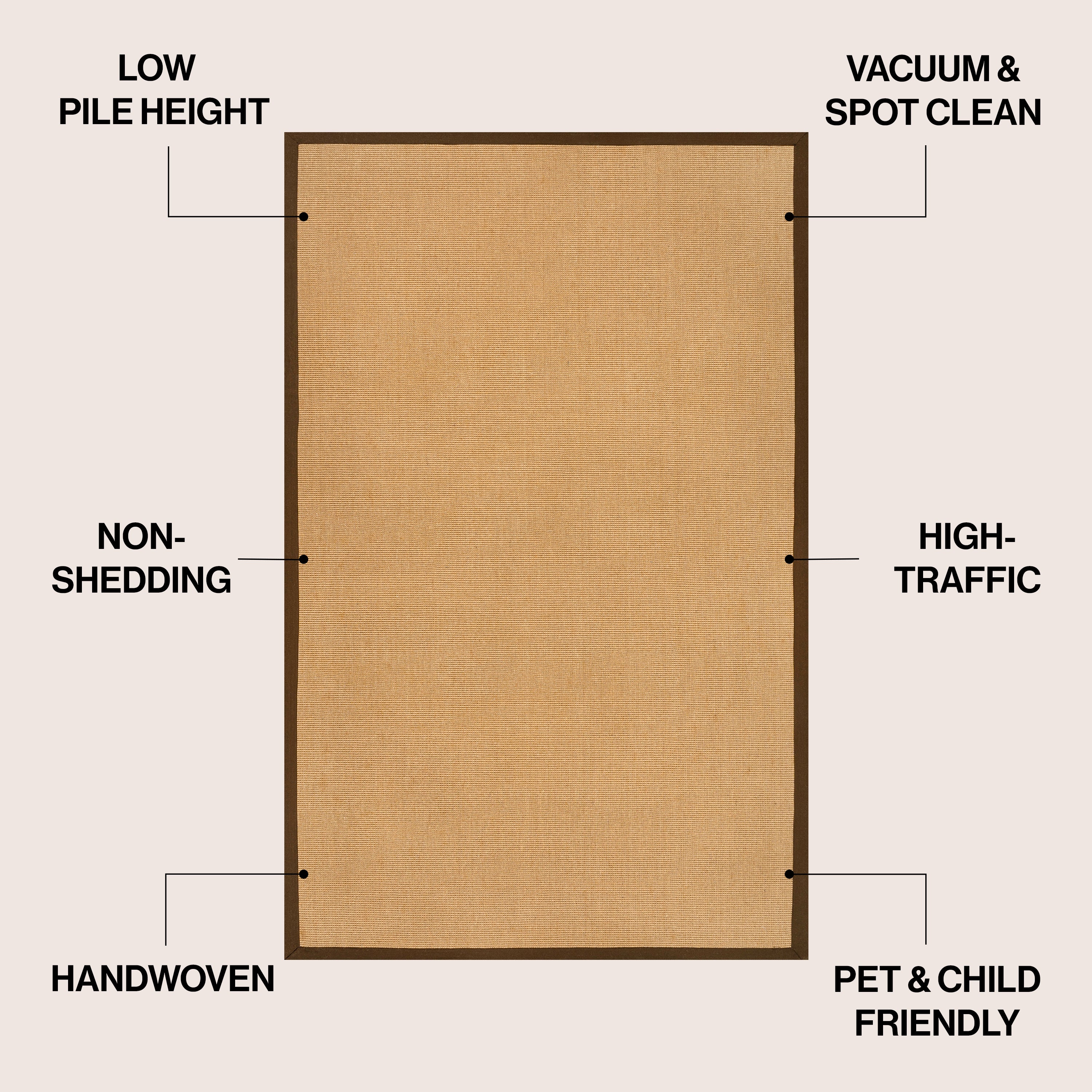 Camden Farmhouse Cottage Border Jute Area Rug