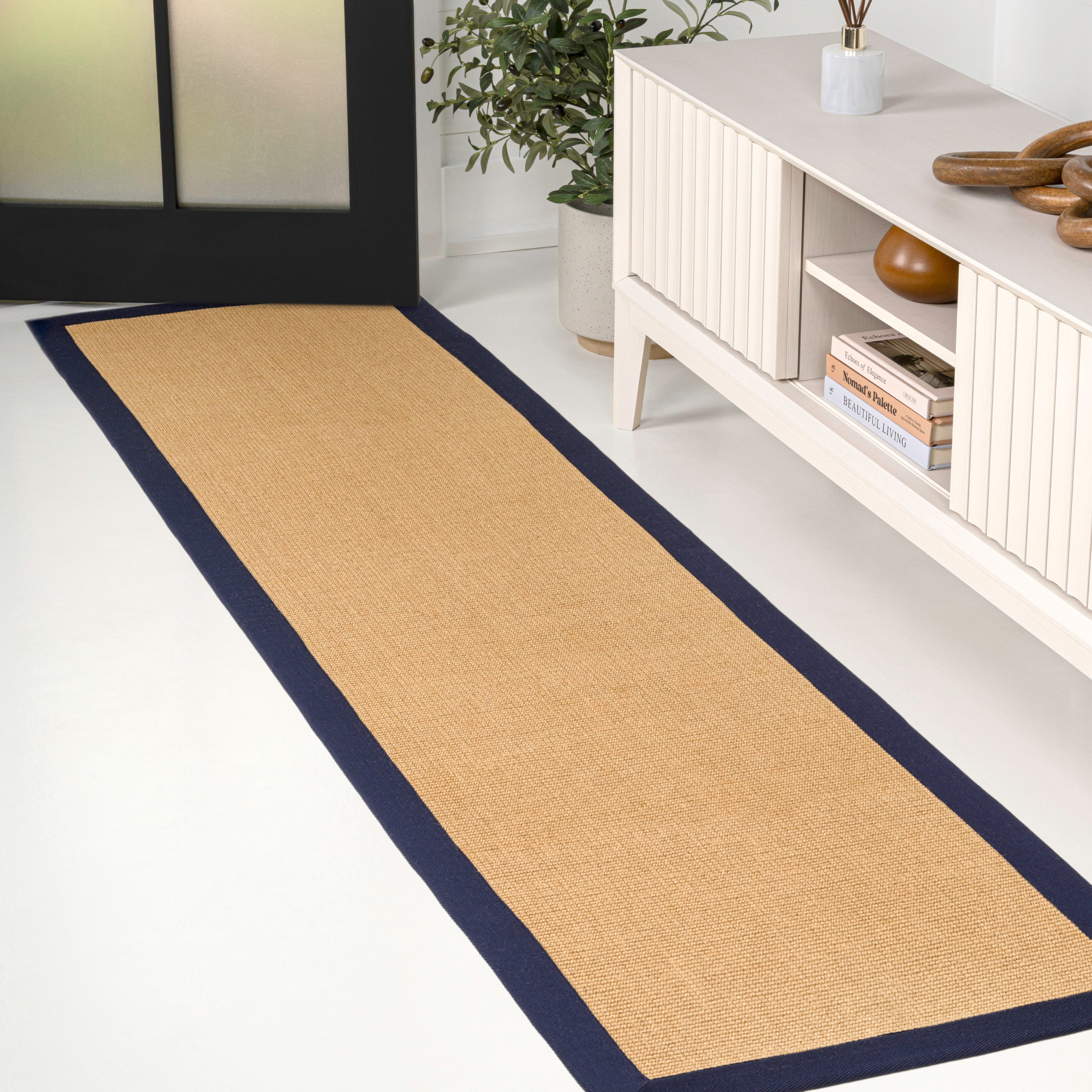 Camden Farmhouse Cottage Border Jute Area Rug