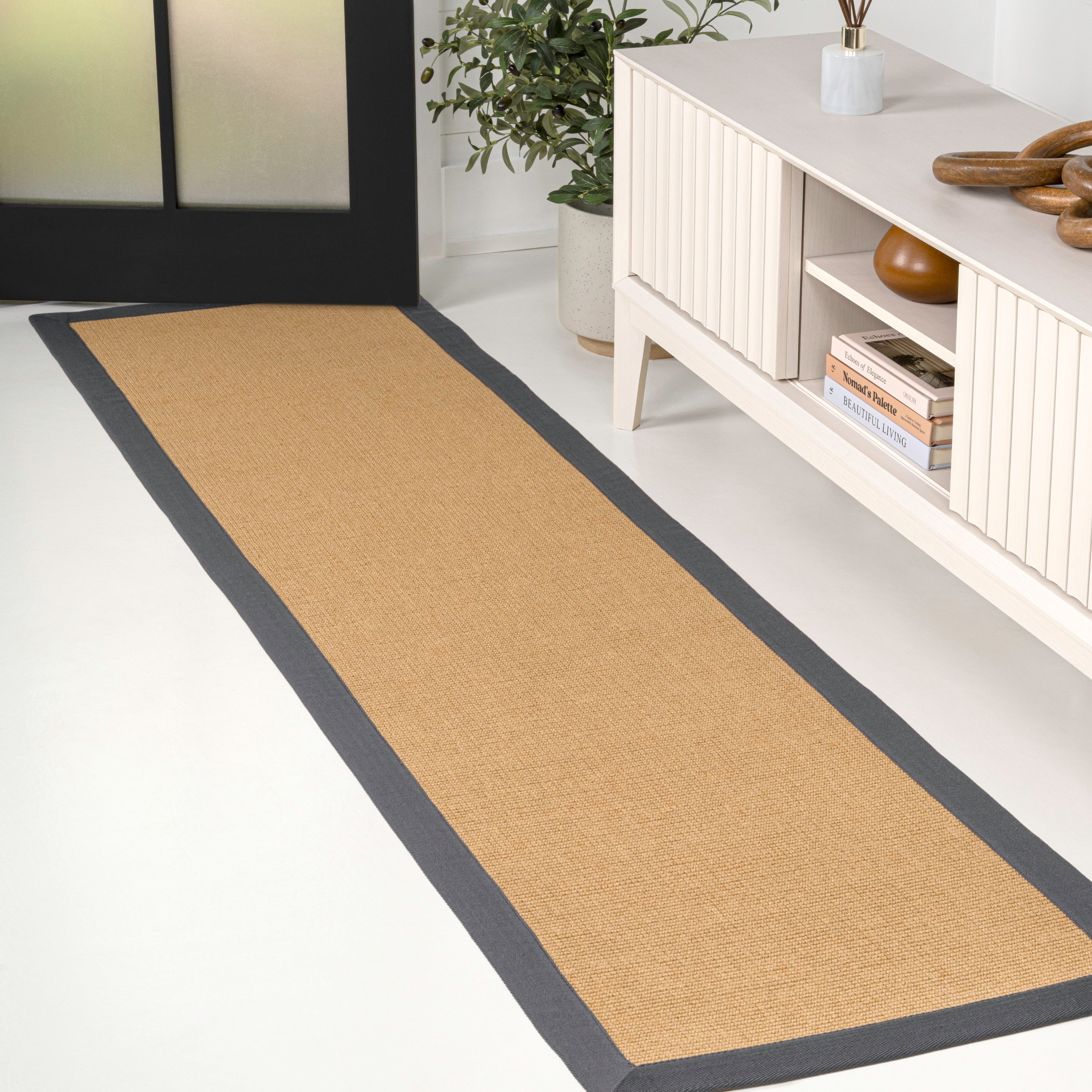 Camden Farmhouse Cottage Border Jute Area Rug