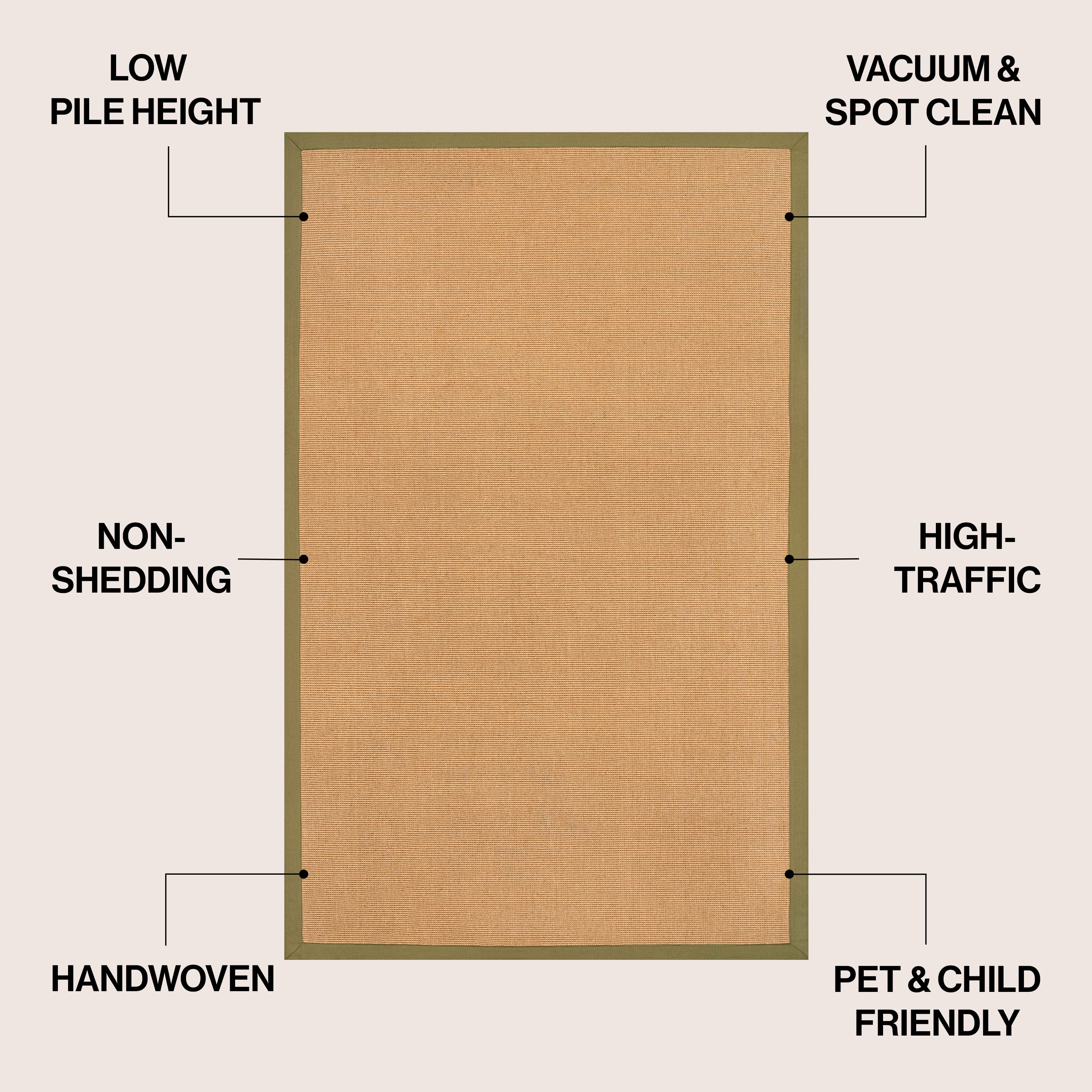 Camden Farmhouse Cottage Border Jute Area Rug