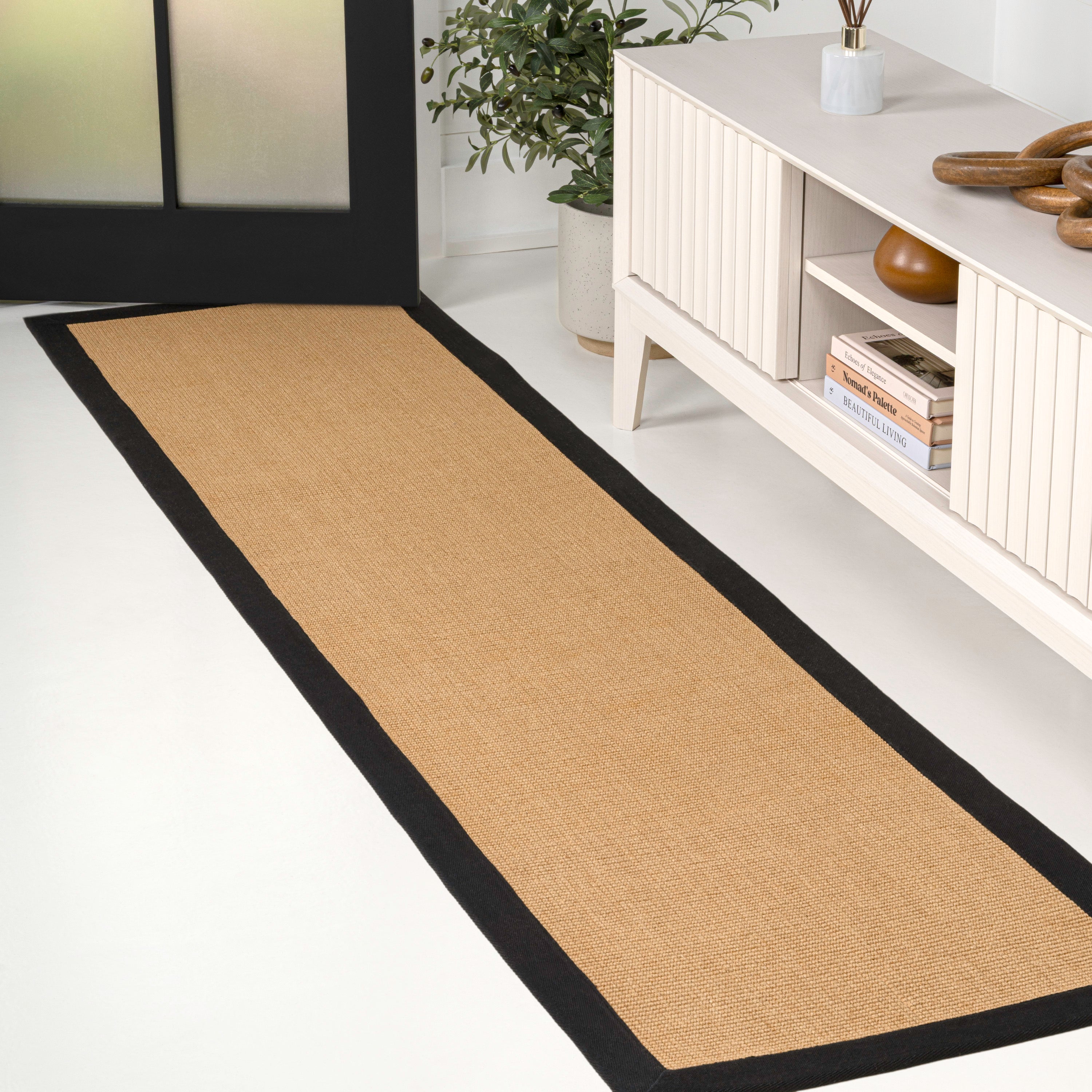 Camden Farmhouse Cottage Border Jute Area Rug