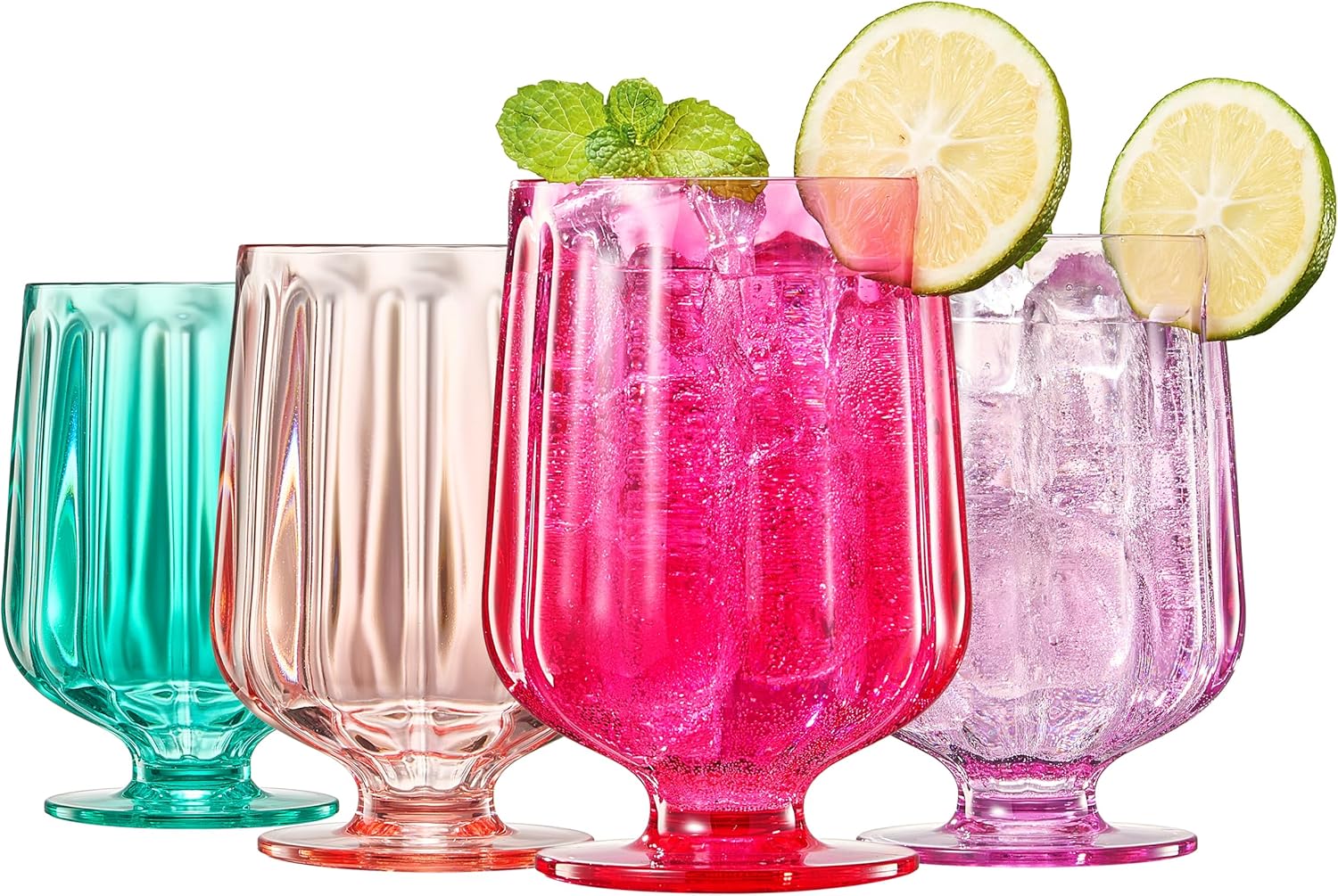 Madrid Acrylic Stemmed Wine Goblet Glasses, Set of 4