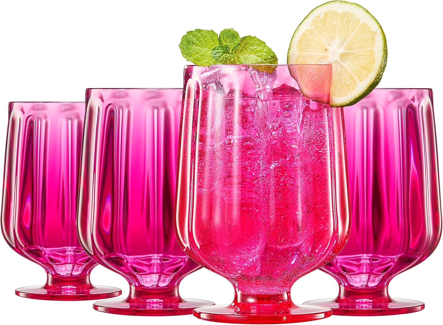Madrid Acrylic Stemmed Wine Goblet Glasses, Set of 4