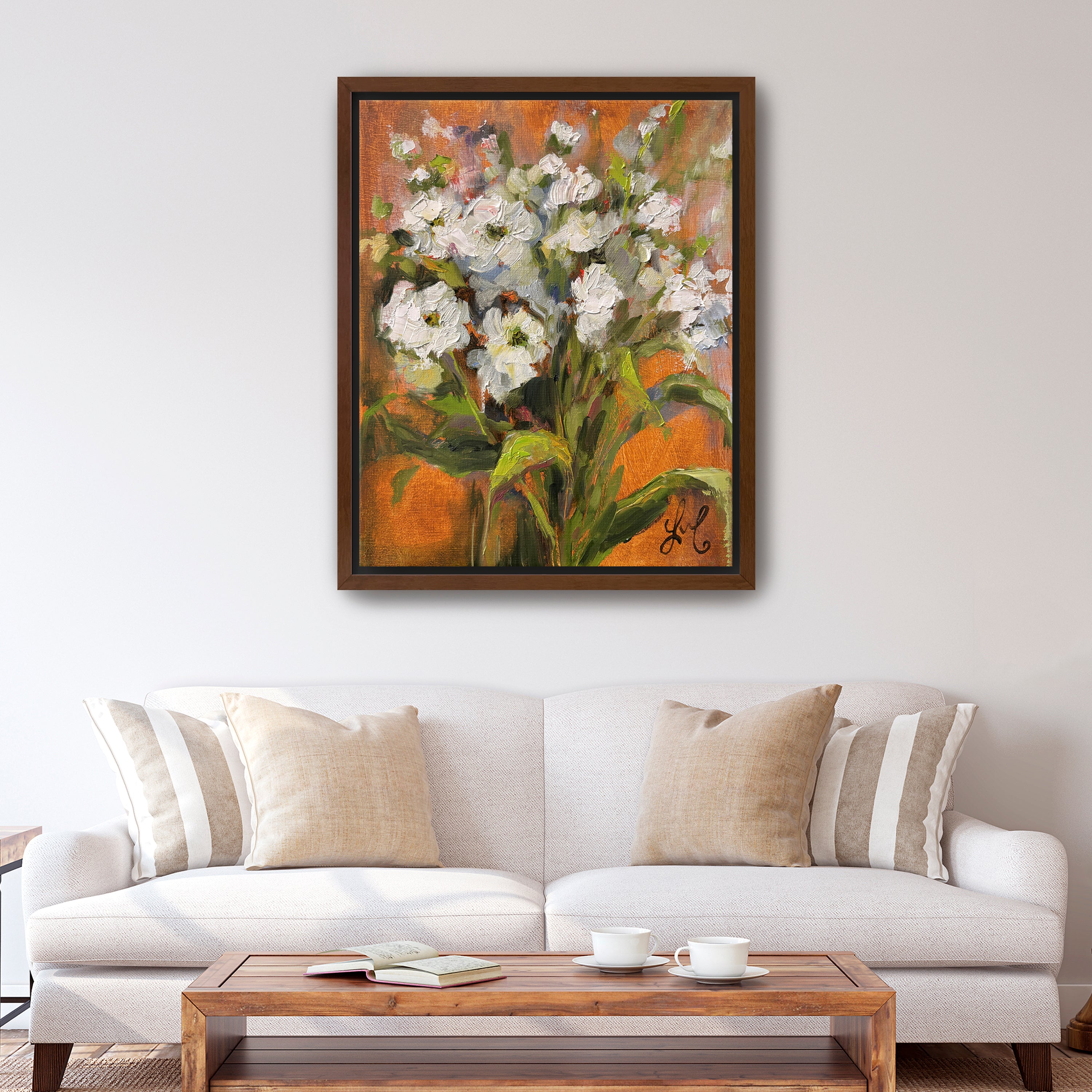 White Flowers Canvas Giclee